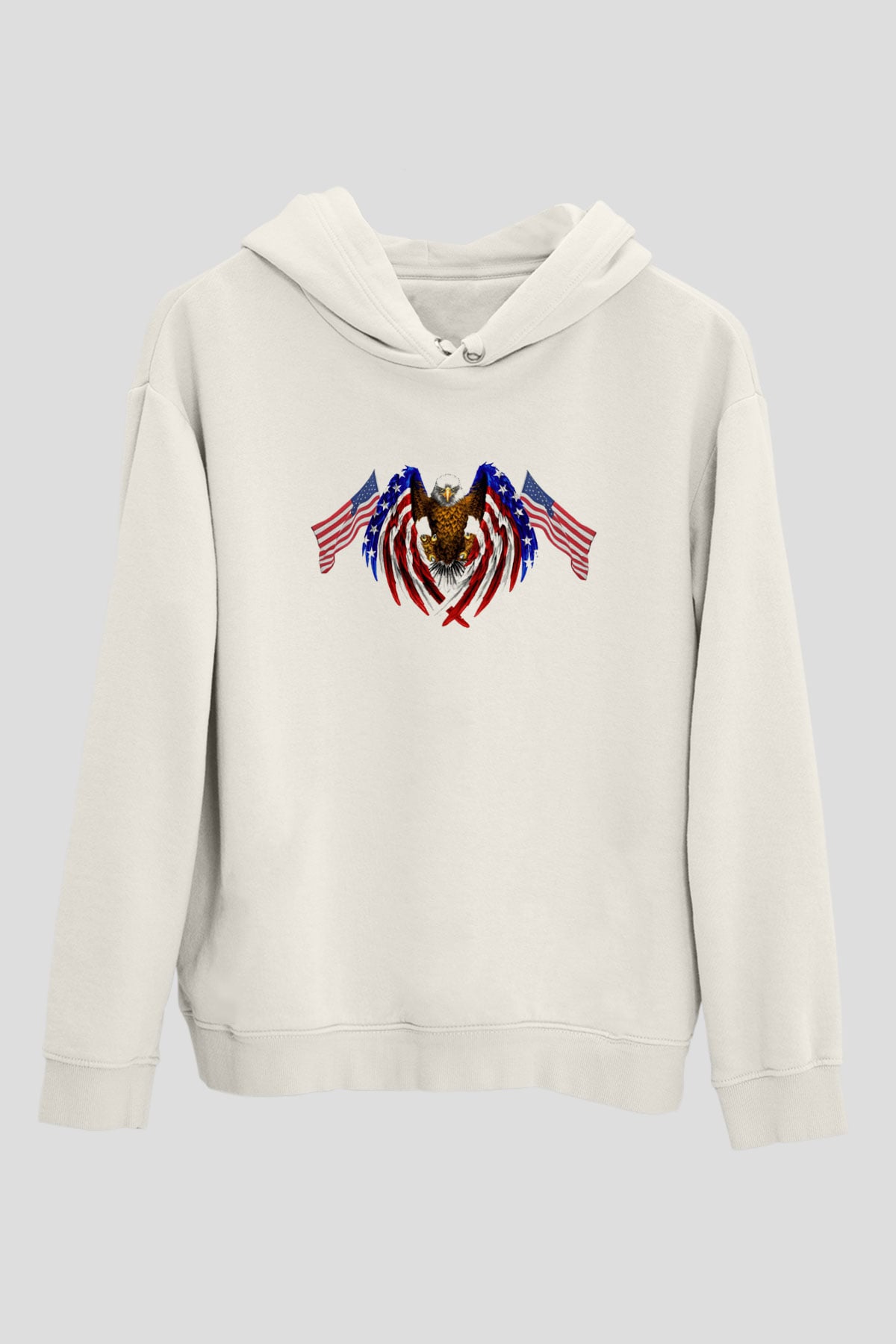 ABD Beyaz Unisex Kapşonlu Sweatshirt