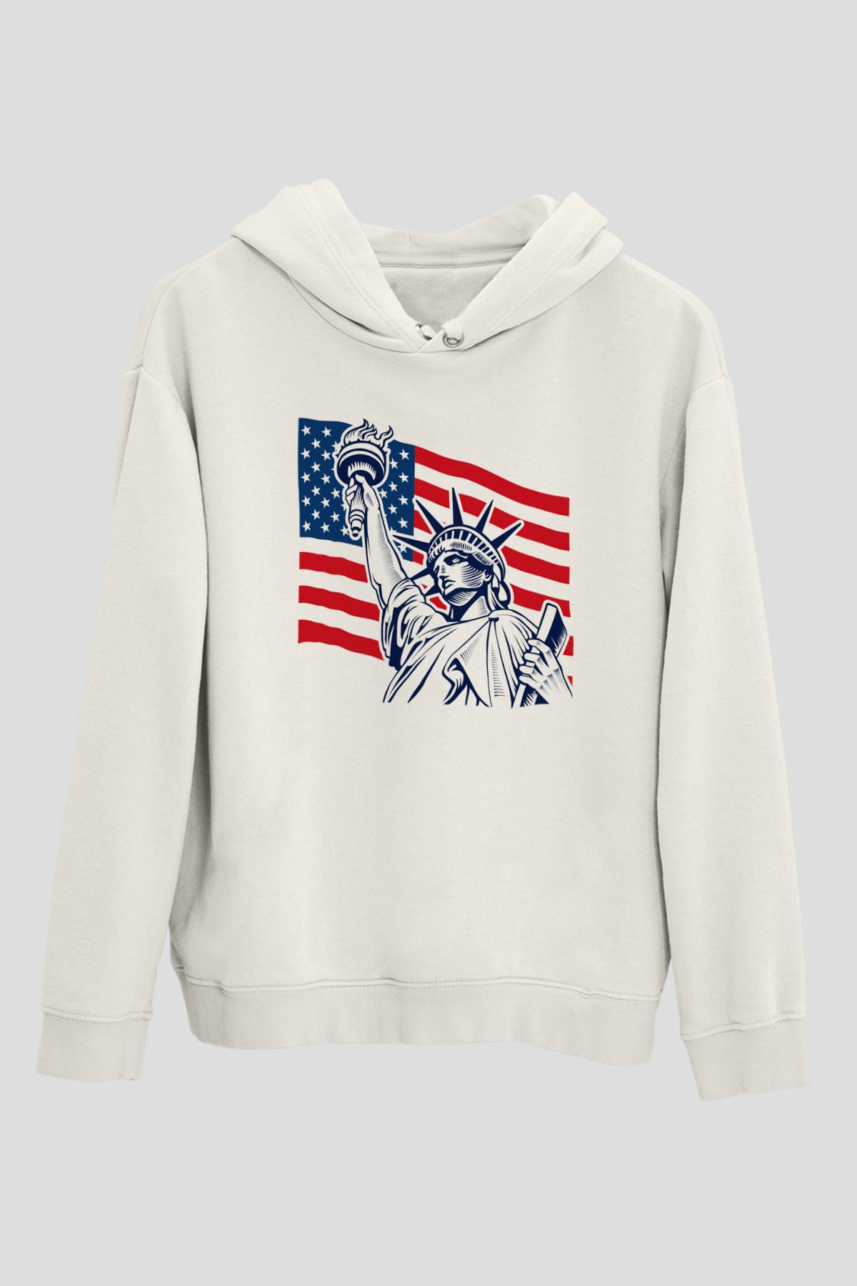 ABD Beyaz Unisex Kapşonlu Sweatshirt