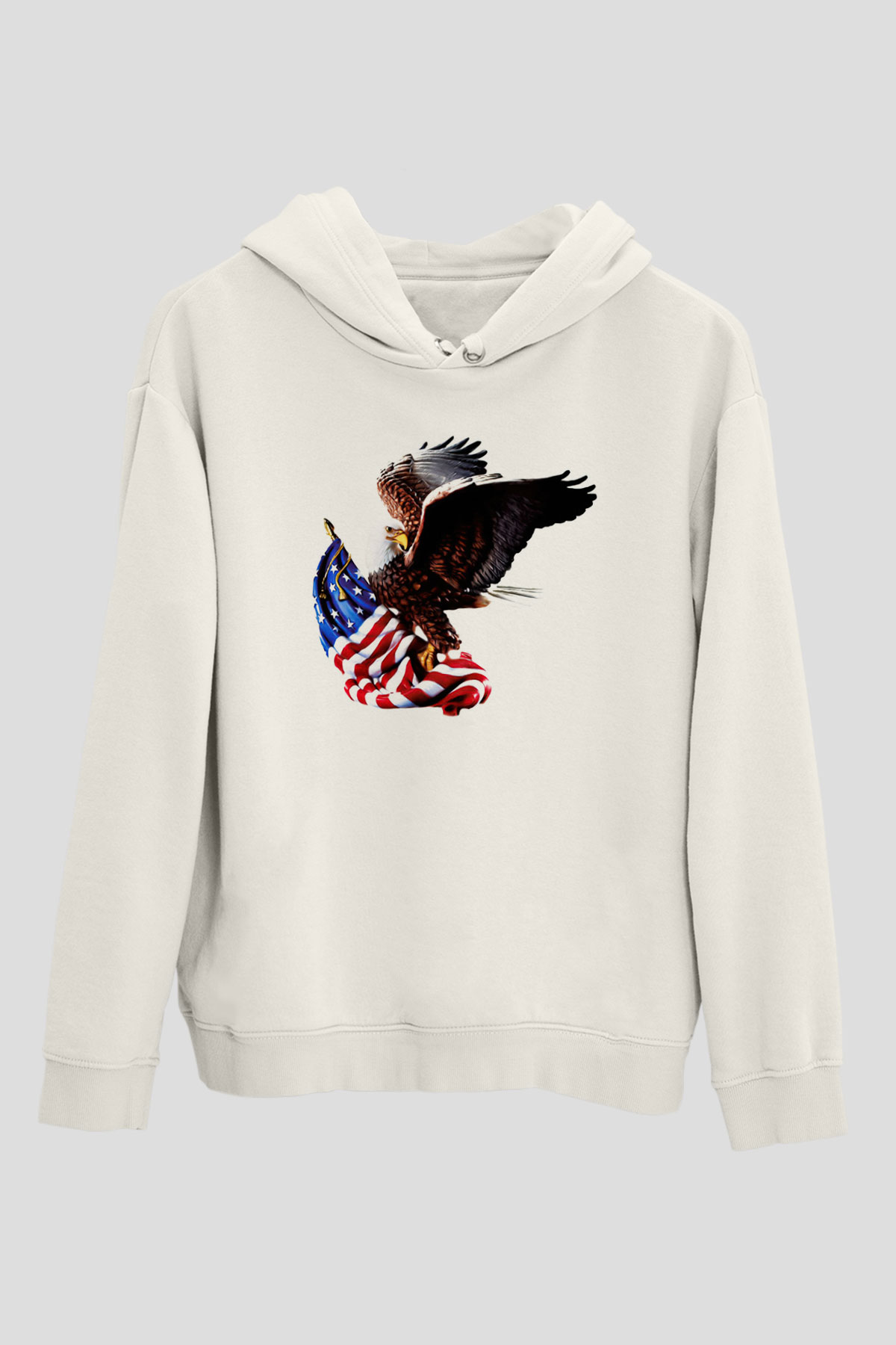 ABD Beyaz Unisex Kapşonlu Sweatshirt