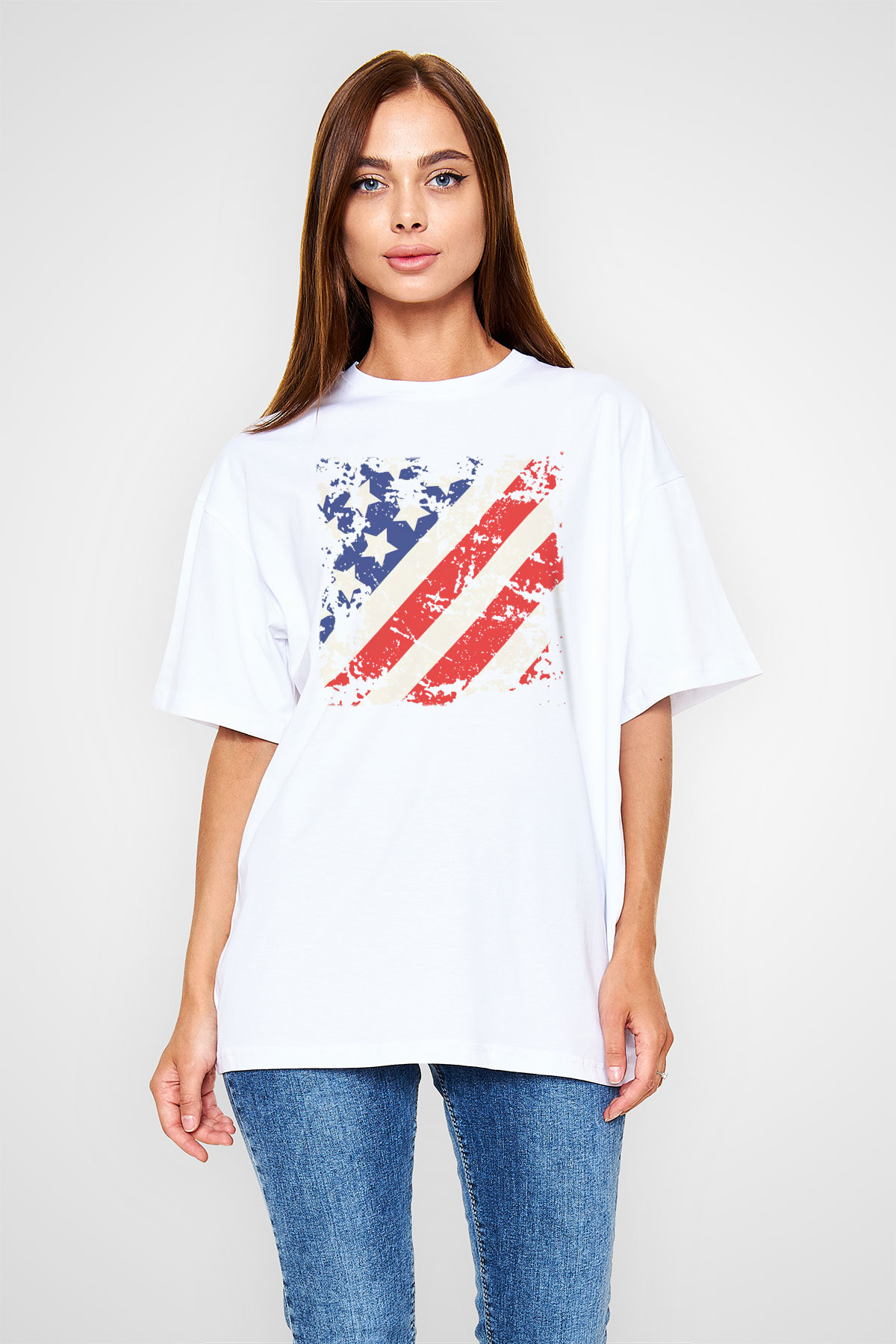 ABD Beyaz Unisex Oversize Tişört T-Shirt