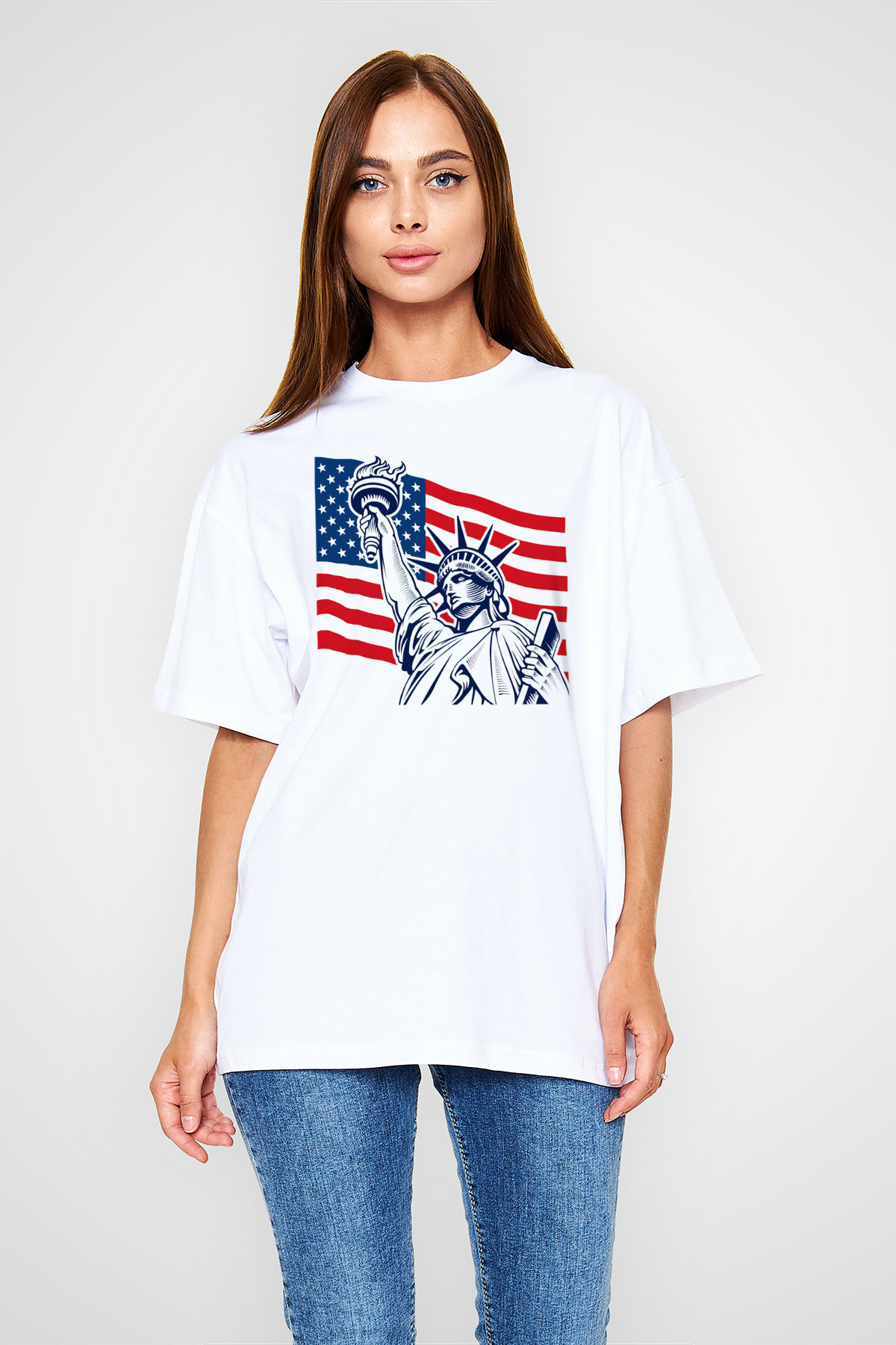 ABD Beyaz Unisex Oversize Tişört T-Shirt