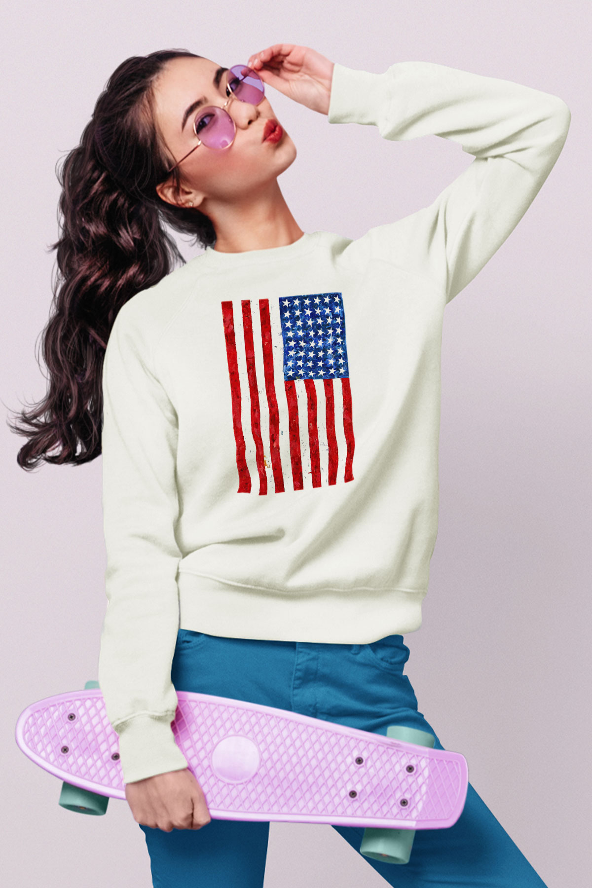 ABD Beyaz Unisex Sweatshirt
