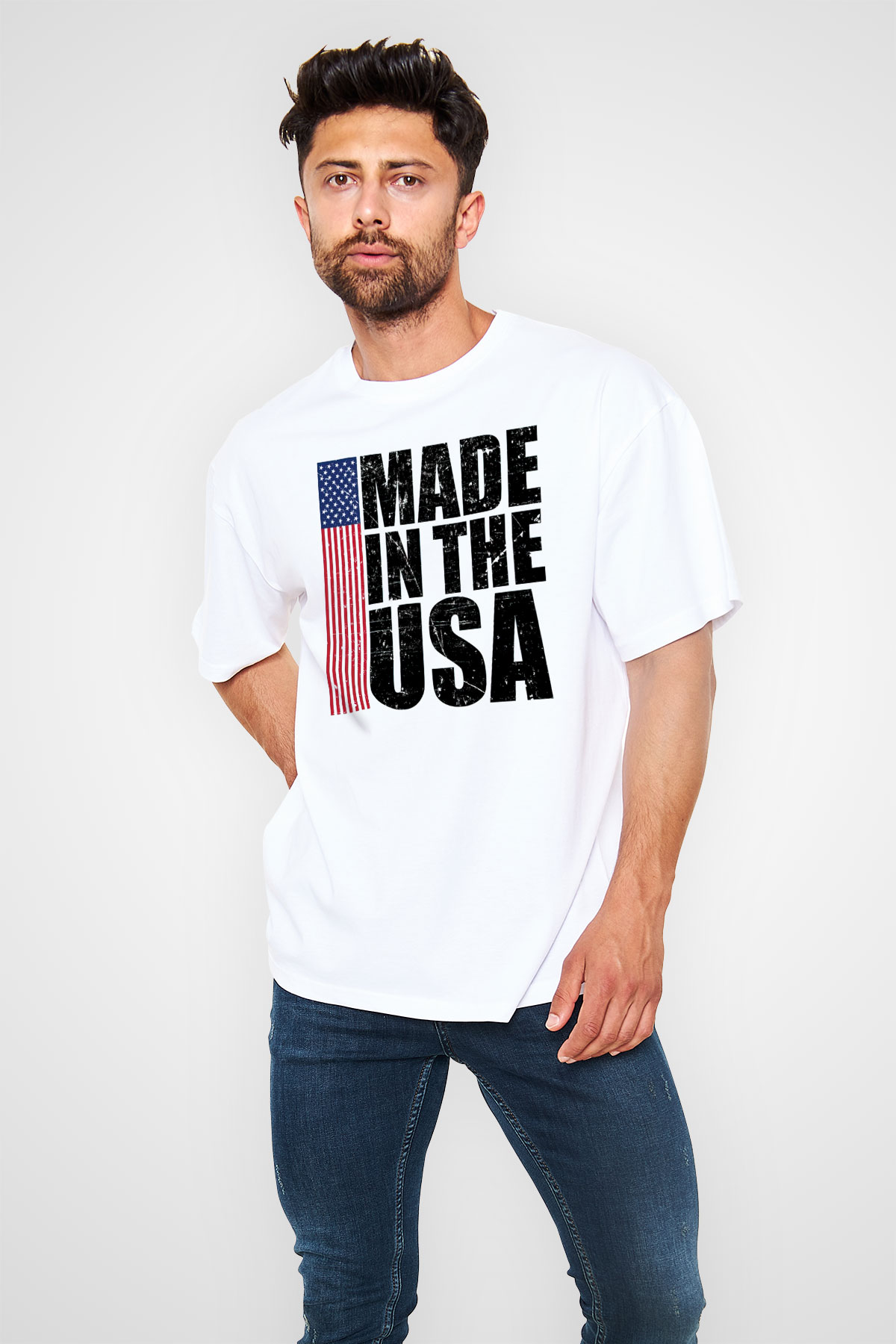 ABD Beyaz Oversize Tişört Oversize T-shirt - TişörtFabrikası