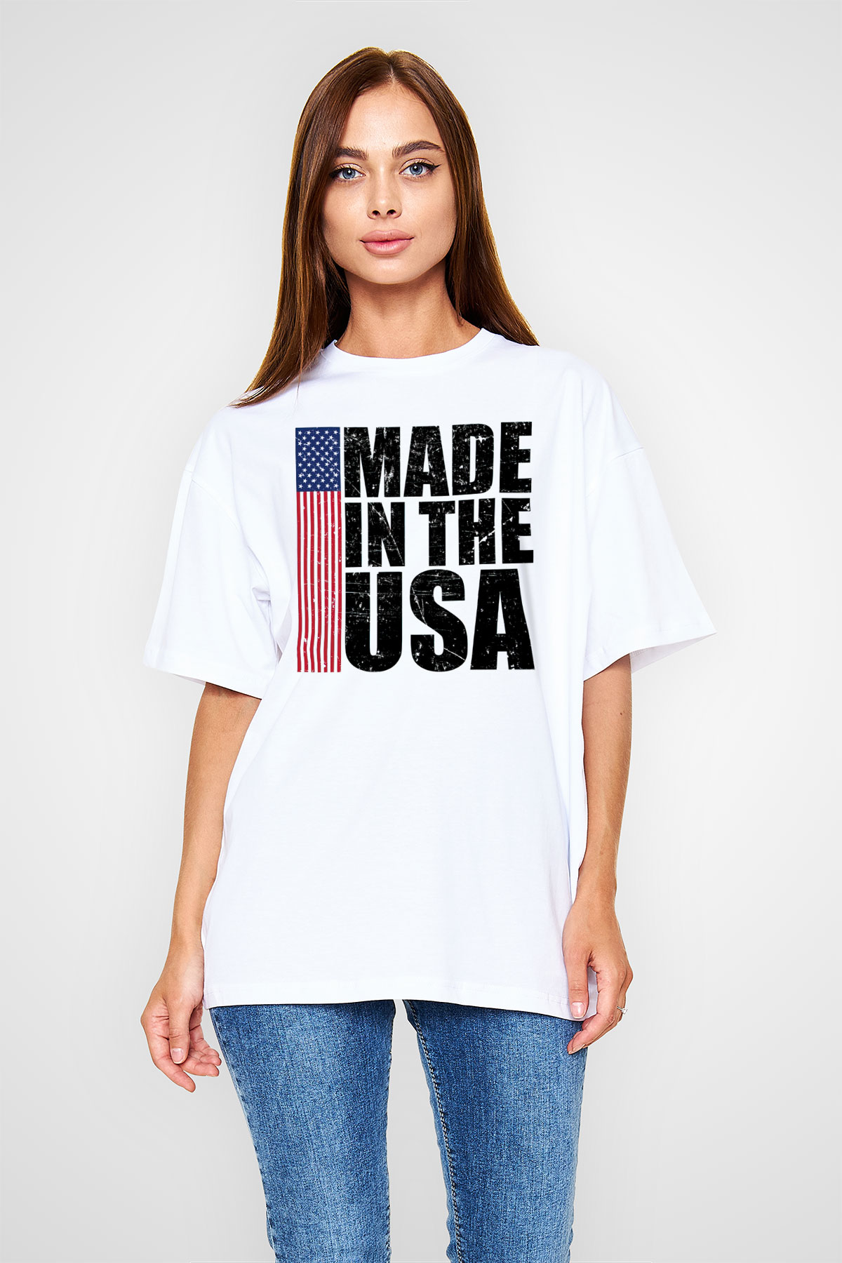 ABD Beyaz Oversize Tişört Oversize T-shirt - TişörtFabrikası