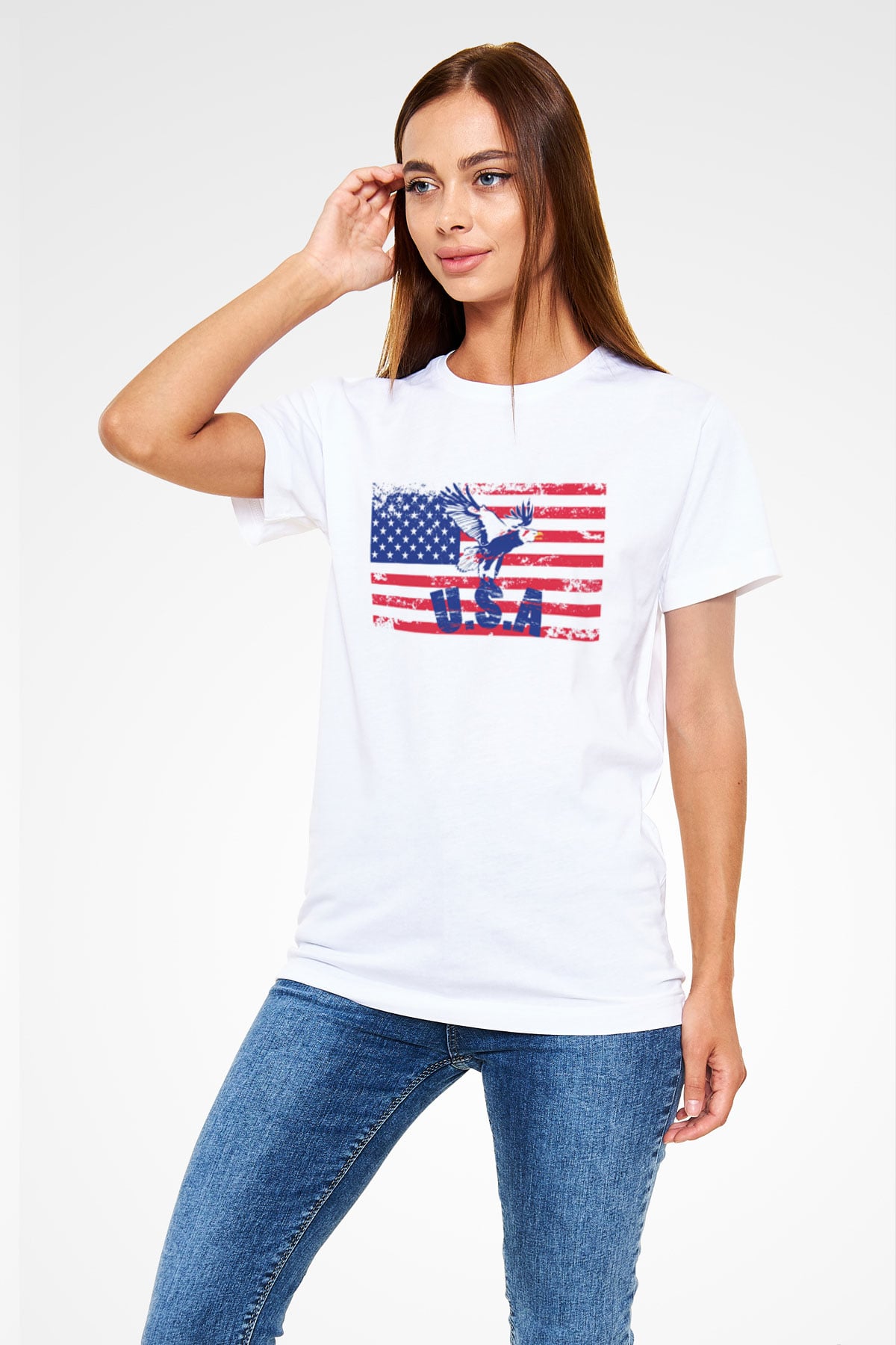 ABD Beyaz Unisex Tişört T-Shirt - TişörtFabrikası