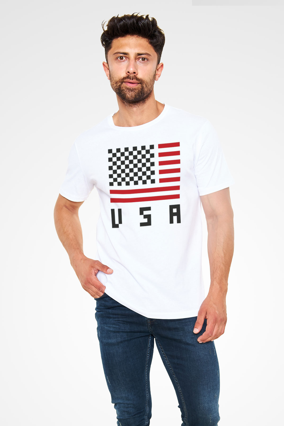 ABD Beyaz Unisex Tişört T-Shirt - TişörtFabrikası