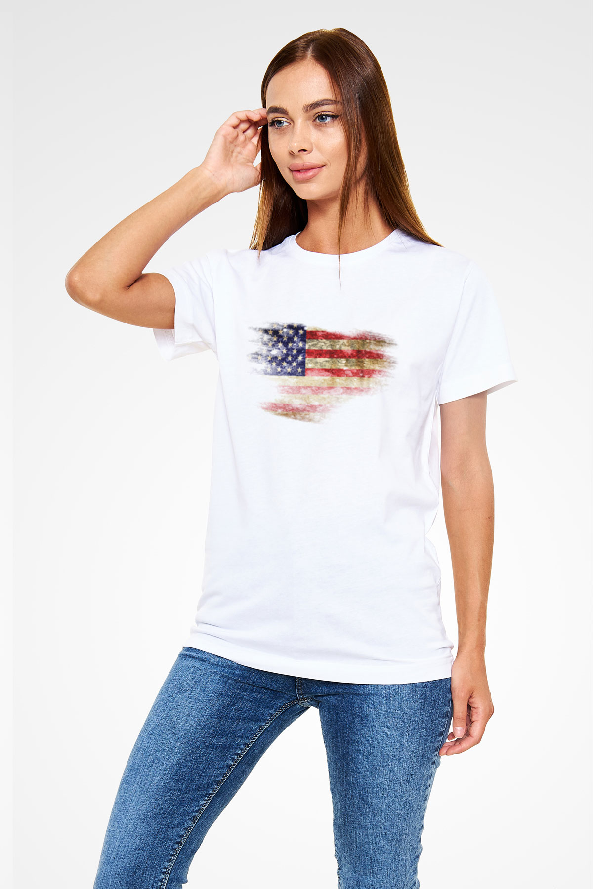 ABD Beyaz Unisex Tişört T-Shirt - TişörtFabrikası