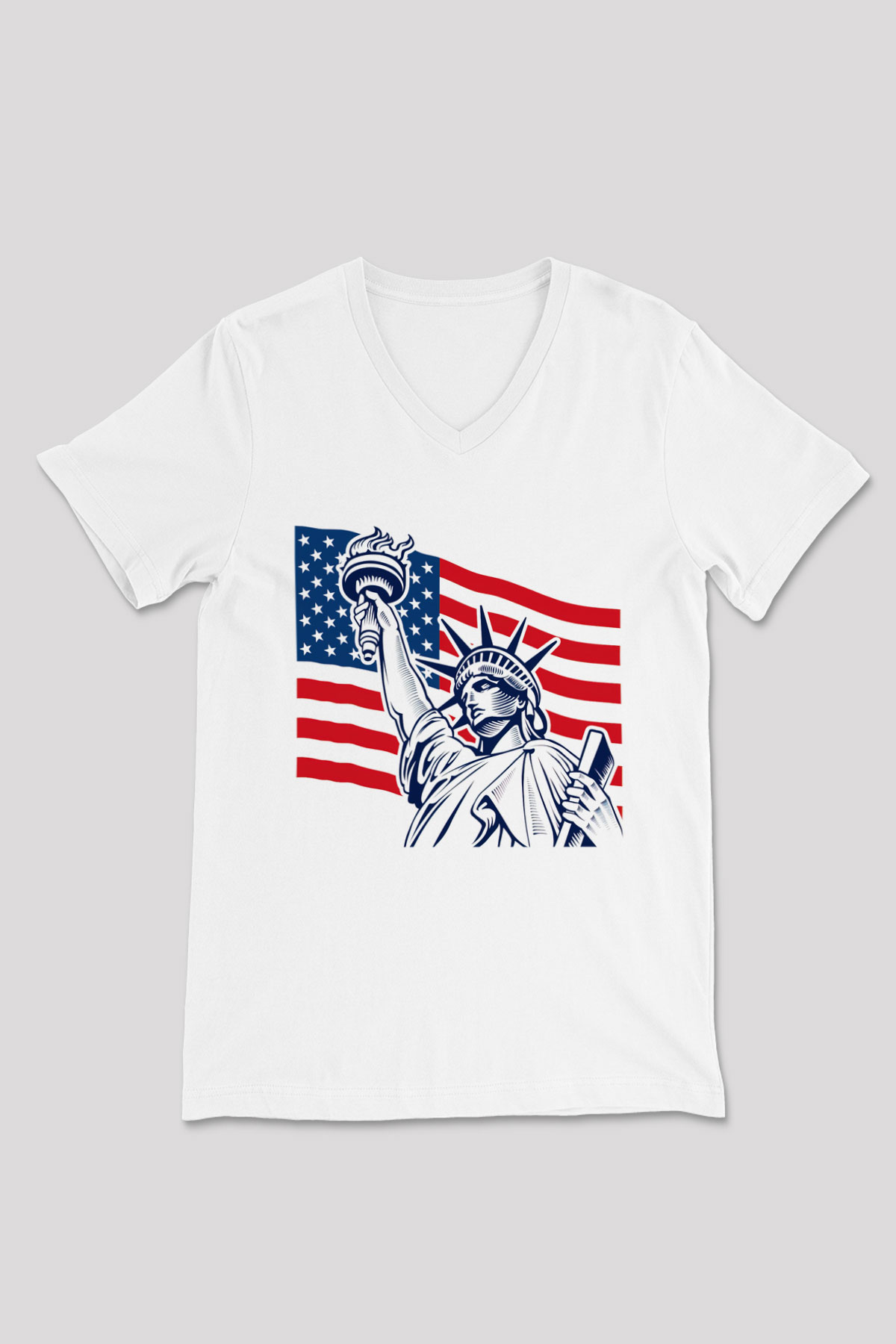 ABD Beyaz Unisex V Yaka Tişört T-Shirt