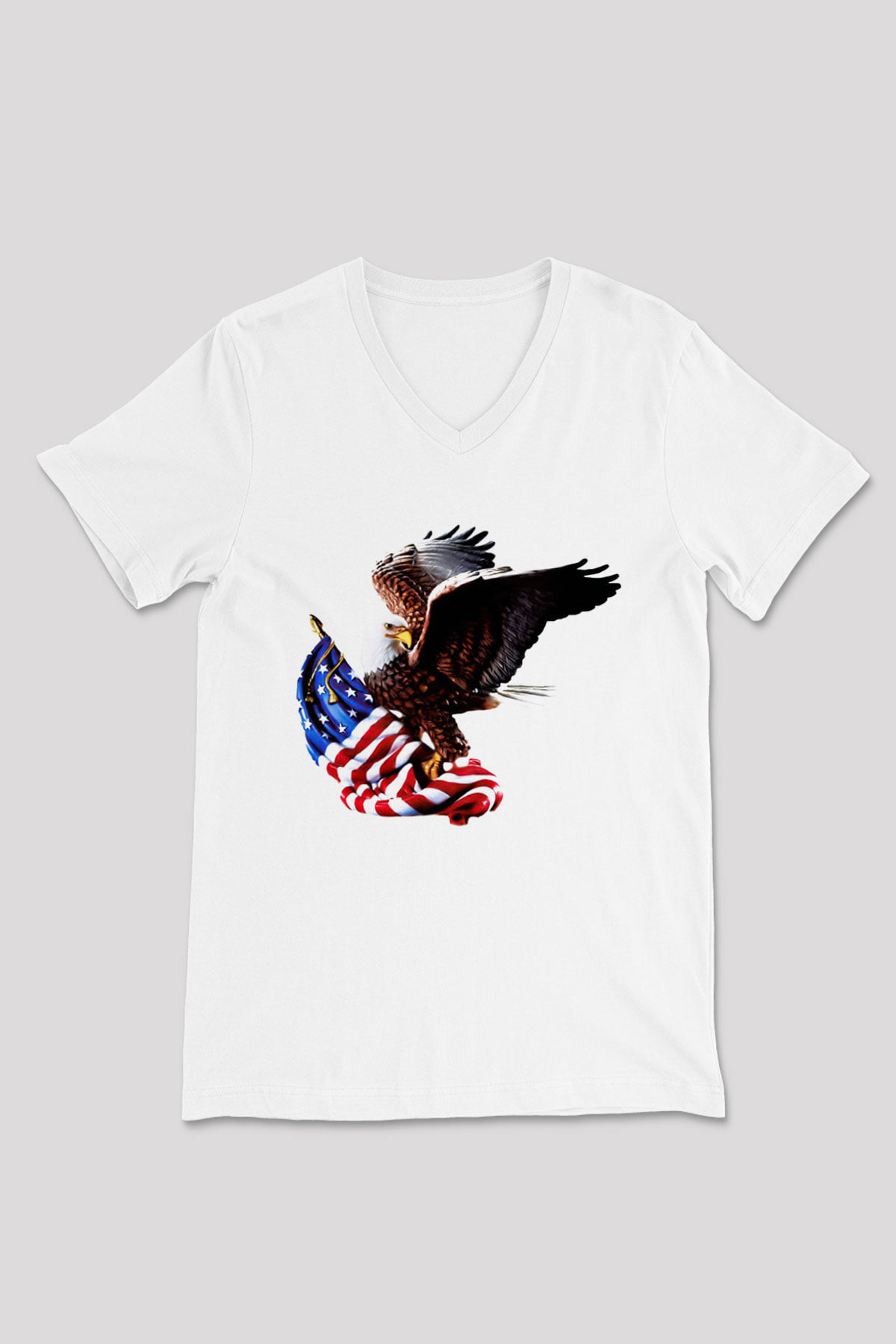 ABD Beyaz Unisex V Yaka Tişört T-Shirt
