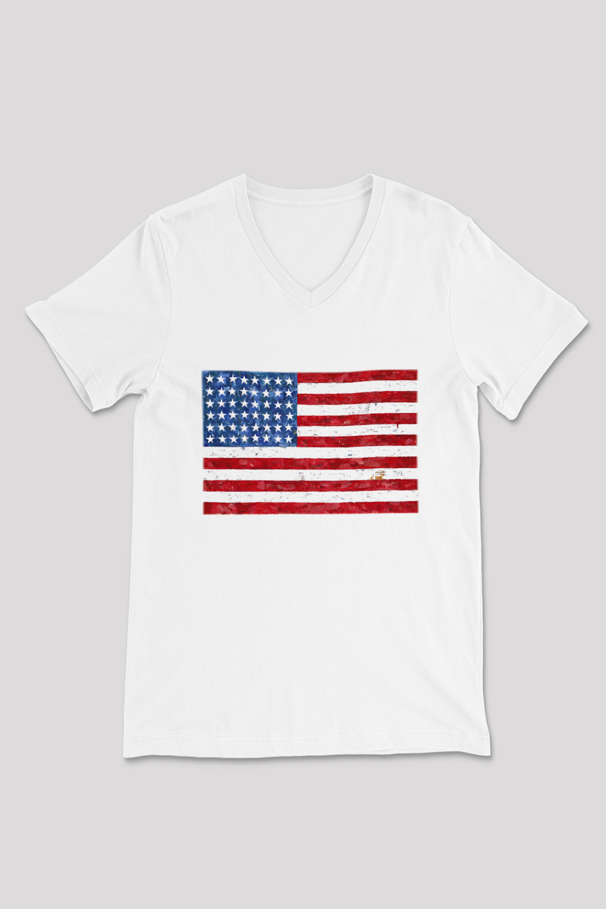 ABD Beyaz Unisex V Yaka Tişört T-Shirt