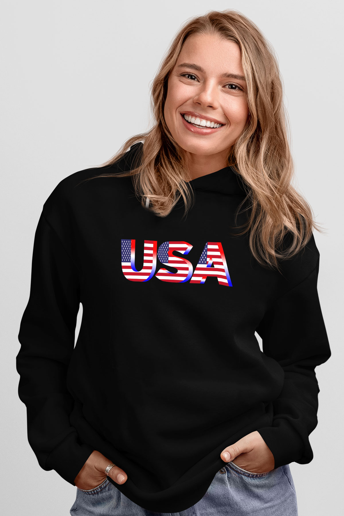 ABD Siyah Unisex Hoodie