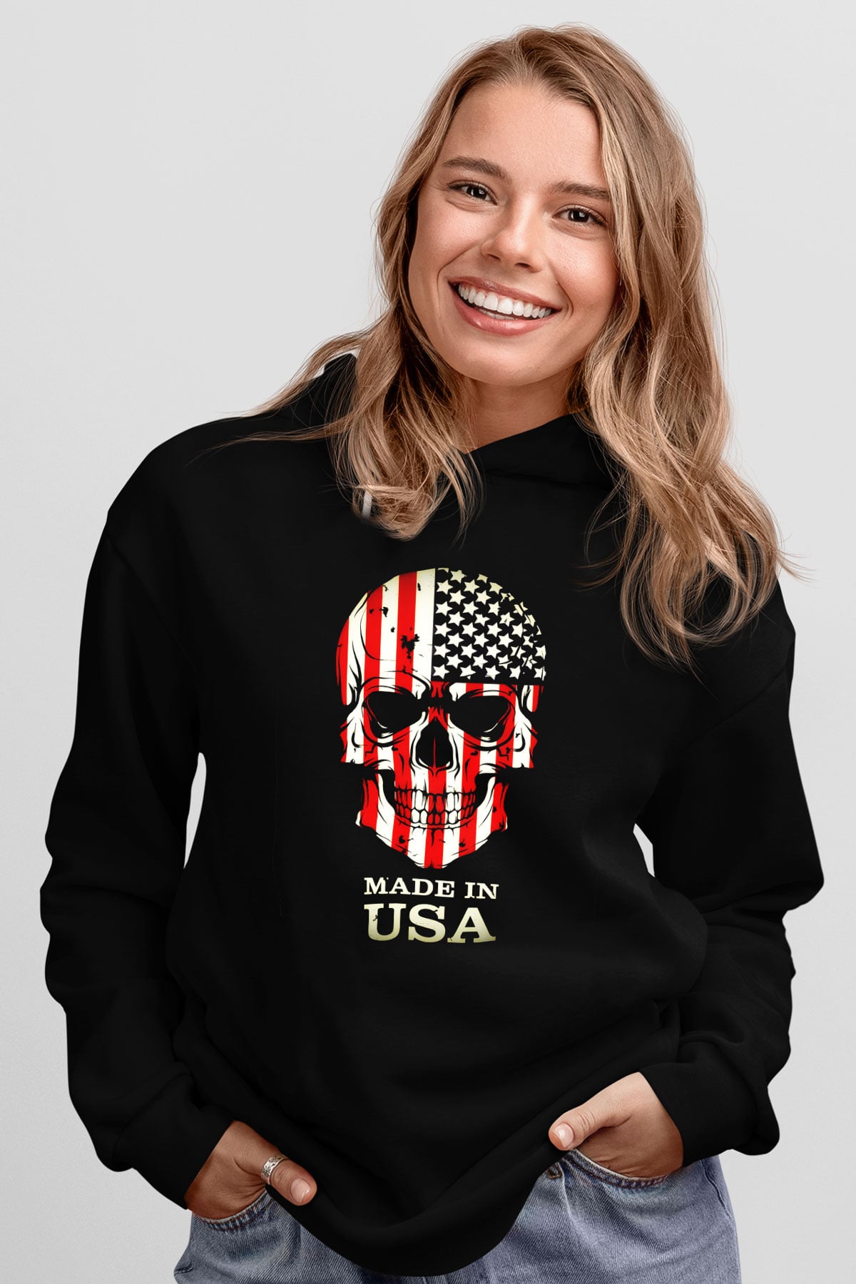 ABD Siyah Unisex Hoodie