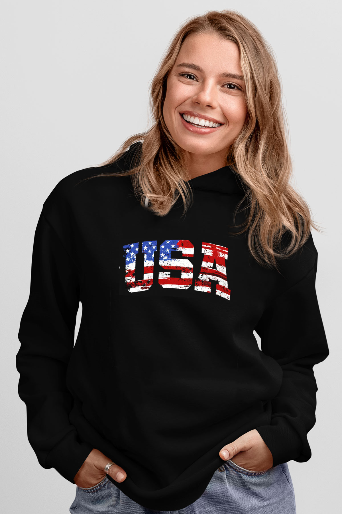ABD Siyah Unisex Hoodie