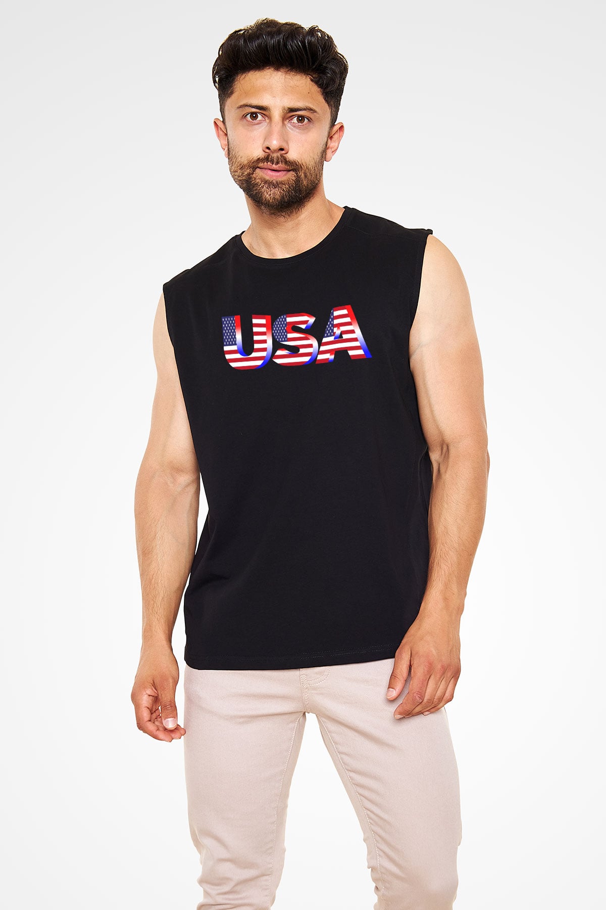 ABD Siyah Unisex Kolsuz Tişört