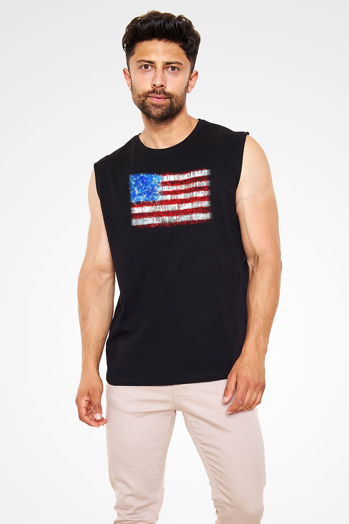 ABD Siyah Unisex Kolsuz Tişört