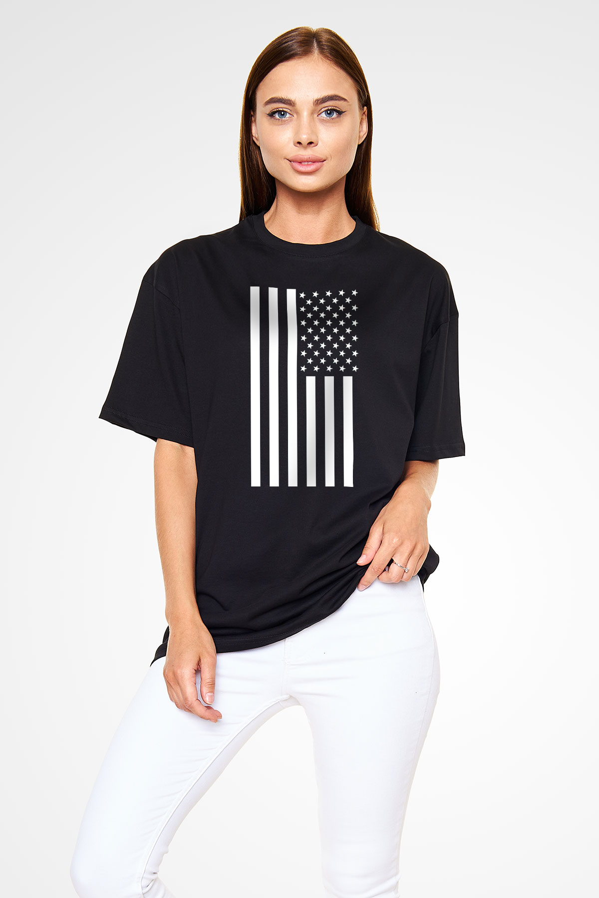 ABD Siyah Unisex Oversize Tişört T-Shirt