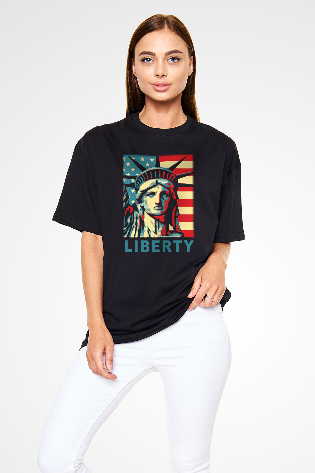 ABD Siyah Unisex Oversize Tişört T-Shirt