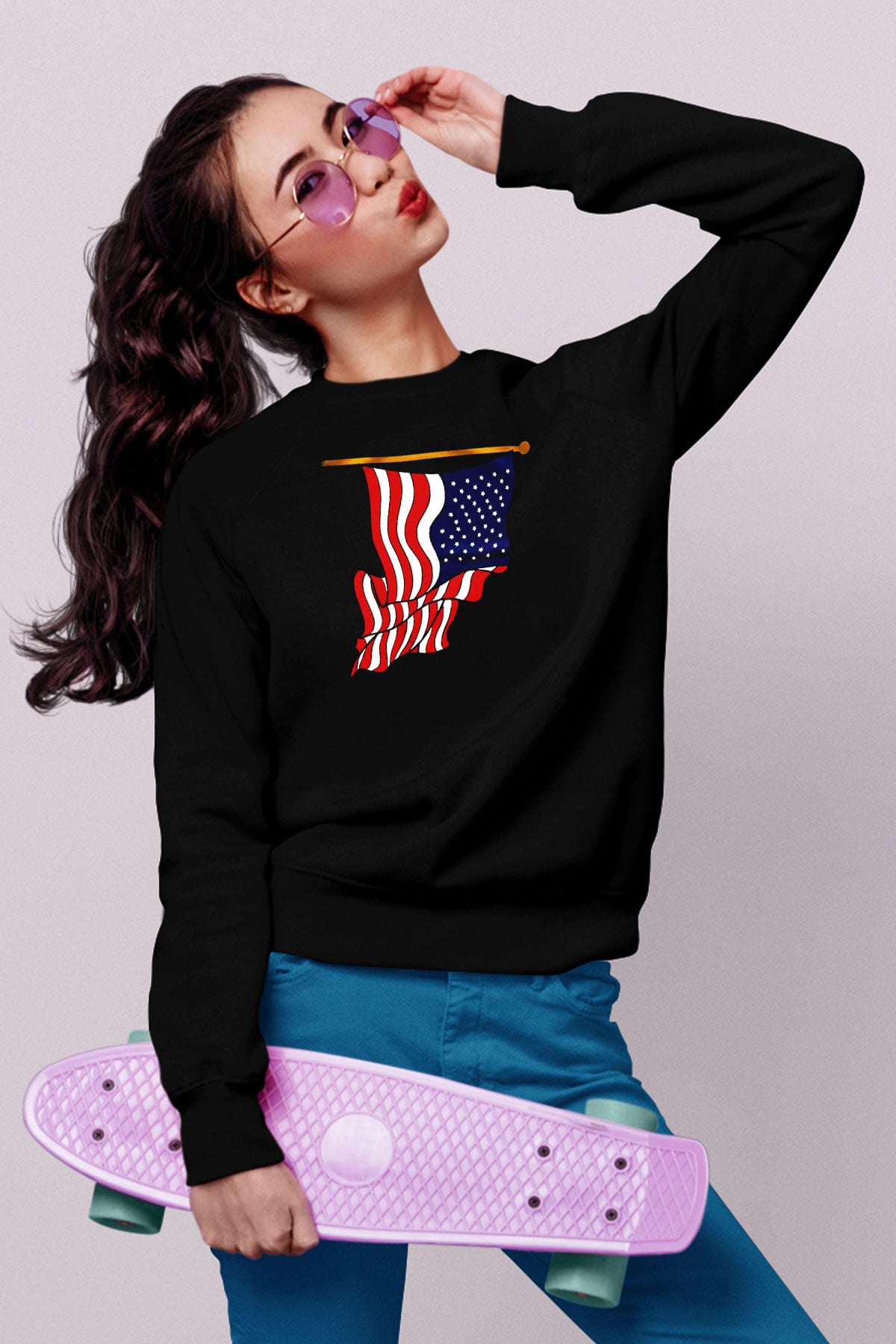 ABD Siyah Unisex Sweatshirt