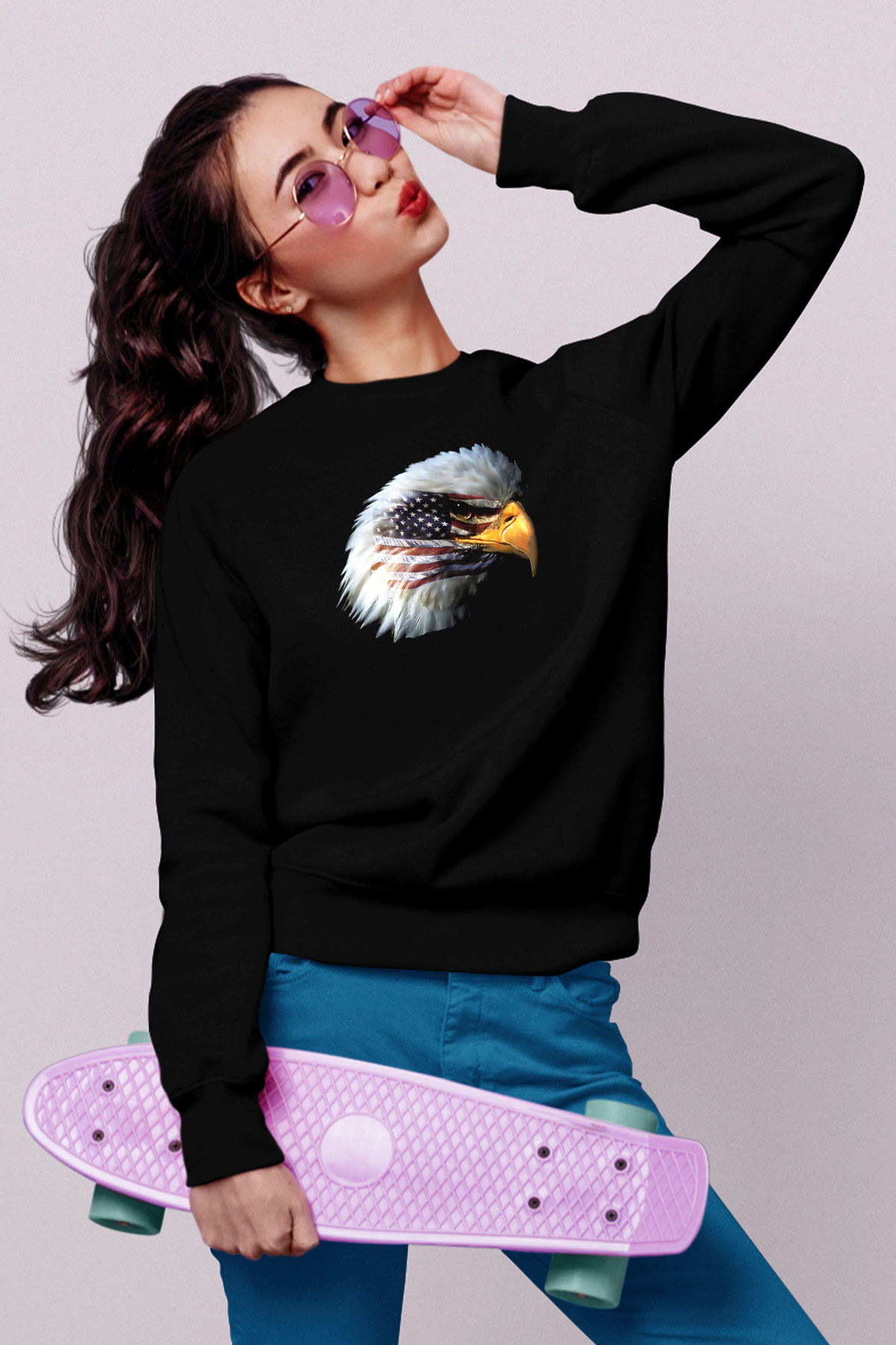 ABD Siyah Unisex Sweatshirt