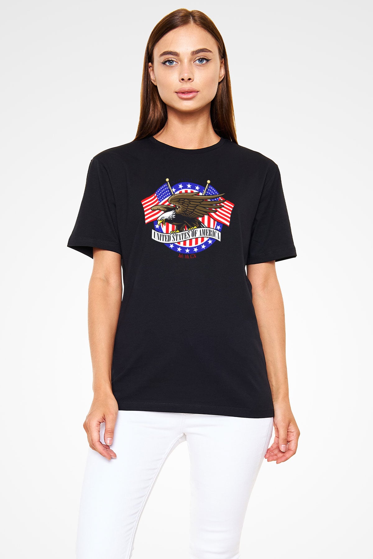 ABD Siyah Unisex Tişört T-Shirt - TişörtFabrikası