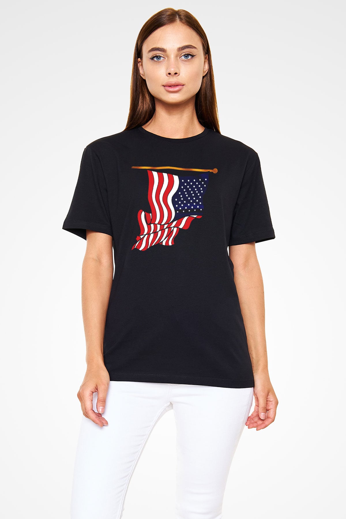 ABD Siyah Unisex Tişört T-Shirt - TişörtFabrikası