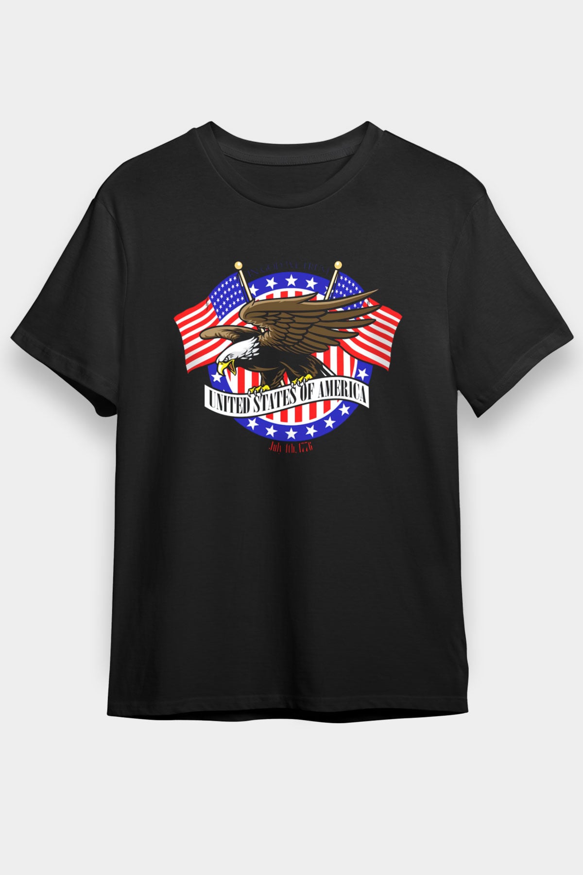 ABD Siyah Unisex Tişört T-Shirt - TişörtFabrikası