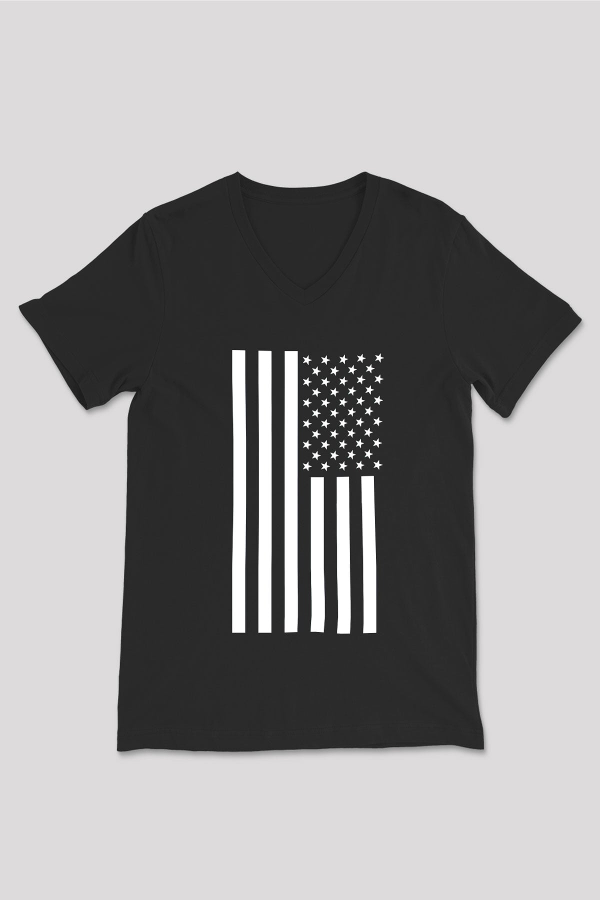 ABD Siyah Unisex V Yaka Tişört T-Shirt