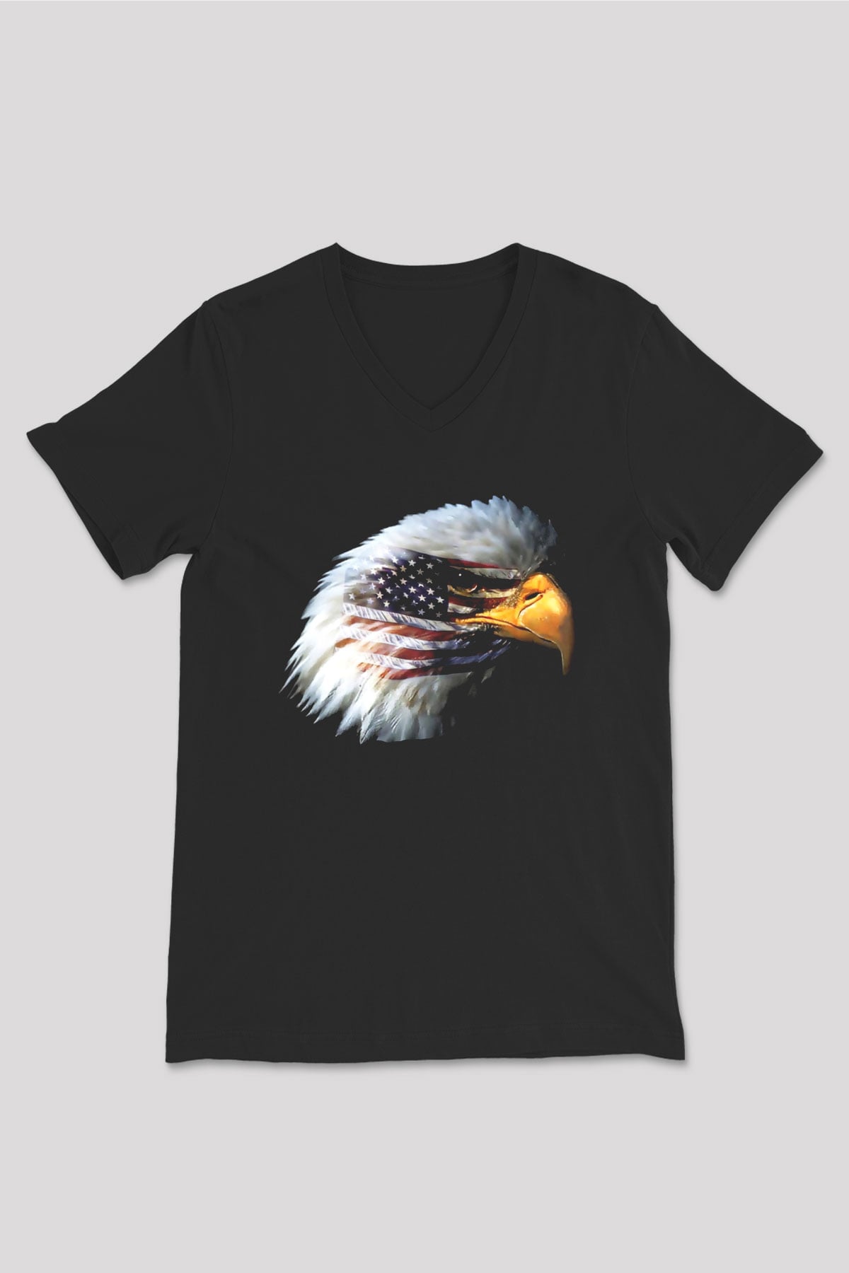 ABD Siyah Unisex V Yaka Tişört T-Shirt
