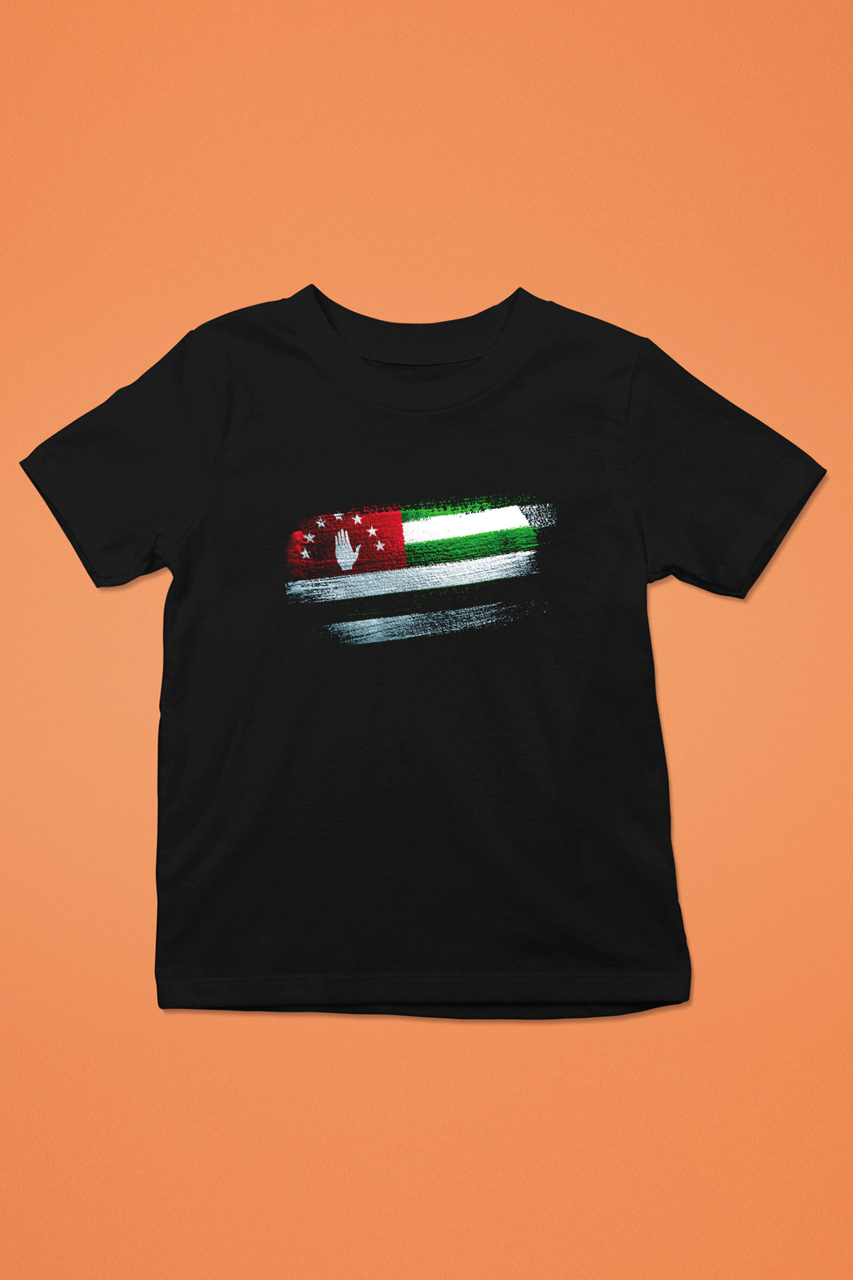 Abhazya - Abkhazia Bayrağı Baskılı Unisex Siyah Çocuk Tişörtü