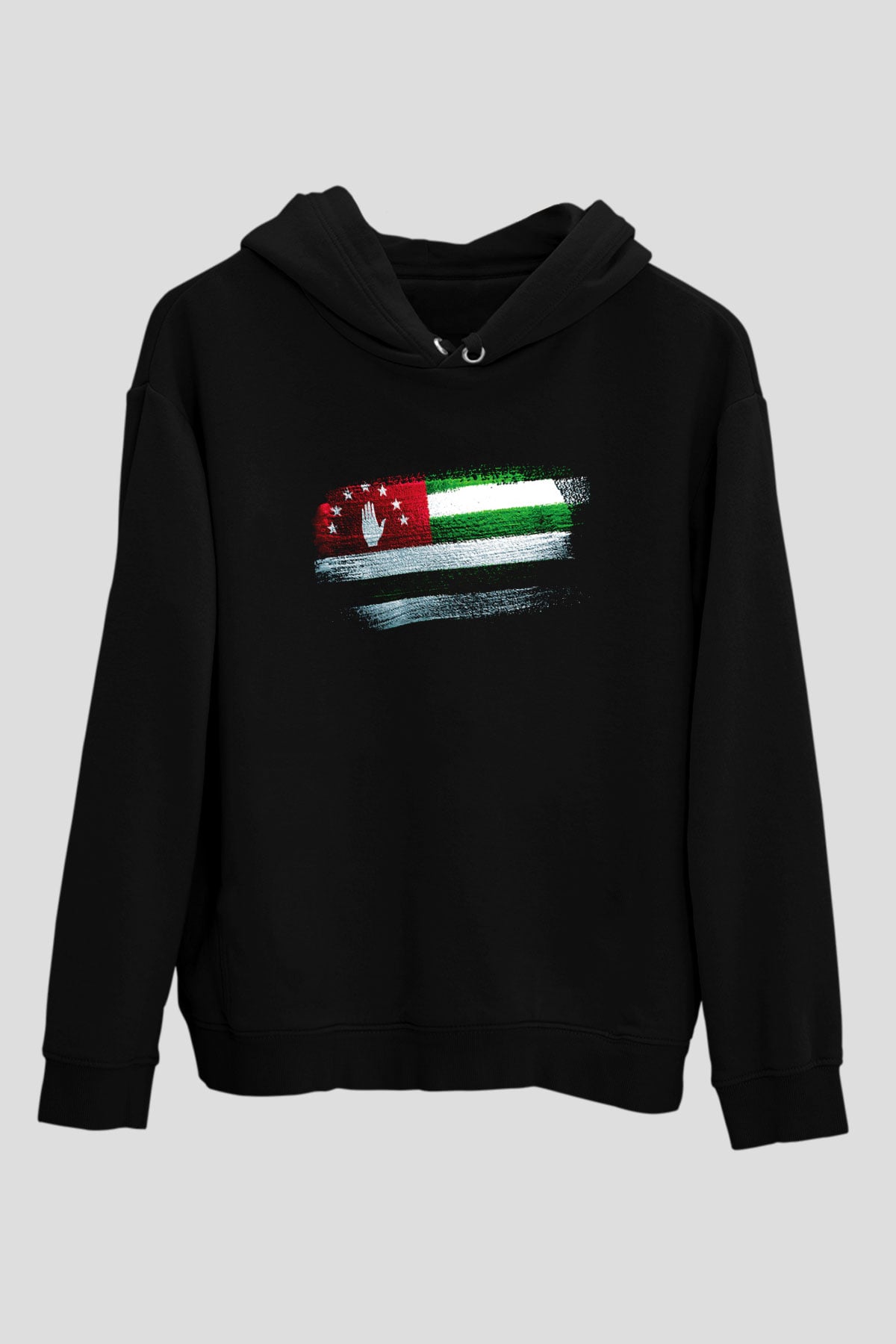 Abhazya - Abkhazia Bayrağı Baskılı Unisex Siyah Hoodie
