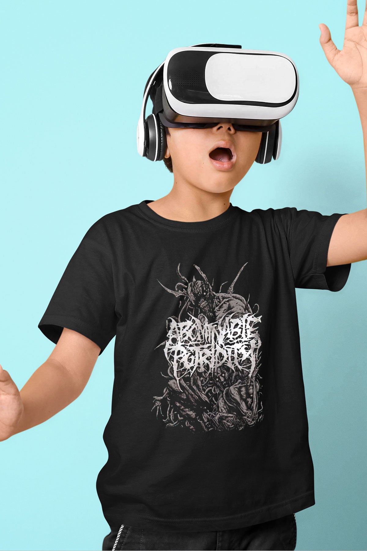 Abominable Putridity Baskılı Unisex Siyah Çocuk Tişört - Tshirt
