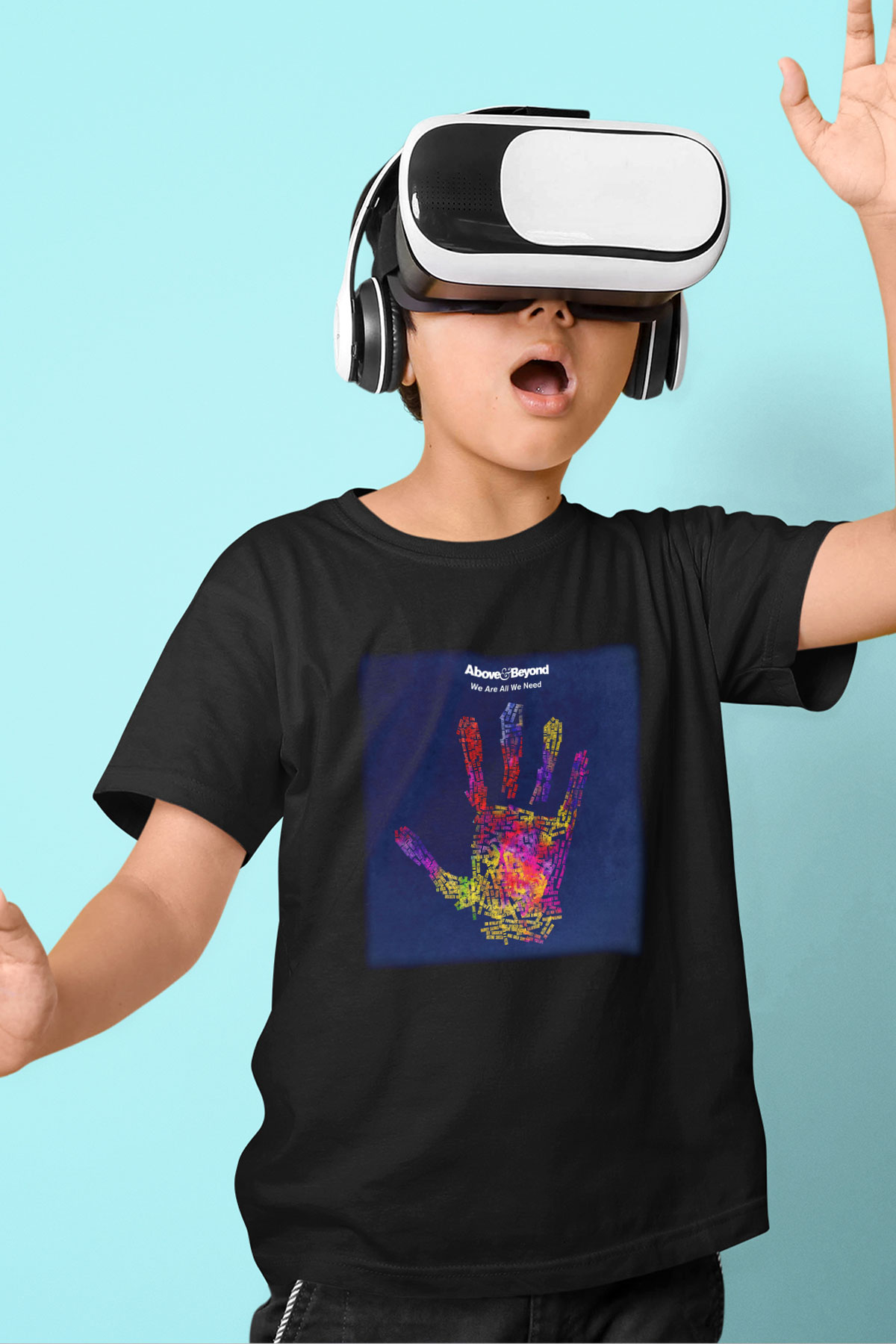 Above and Beyond Baskılı Siyah Unisex Çocuk Tişört