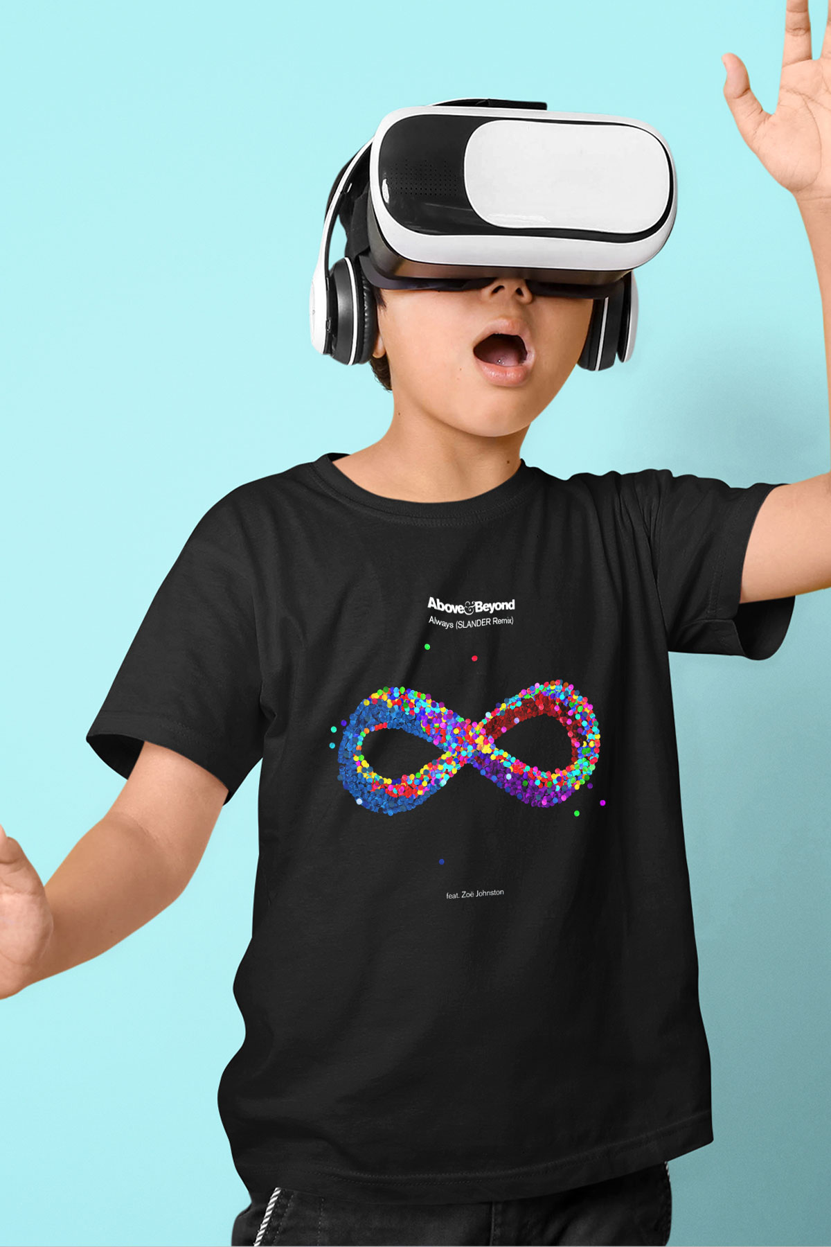 Above and Beyond Baskılı Siyah Unisex Çocuk Tişört