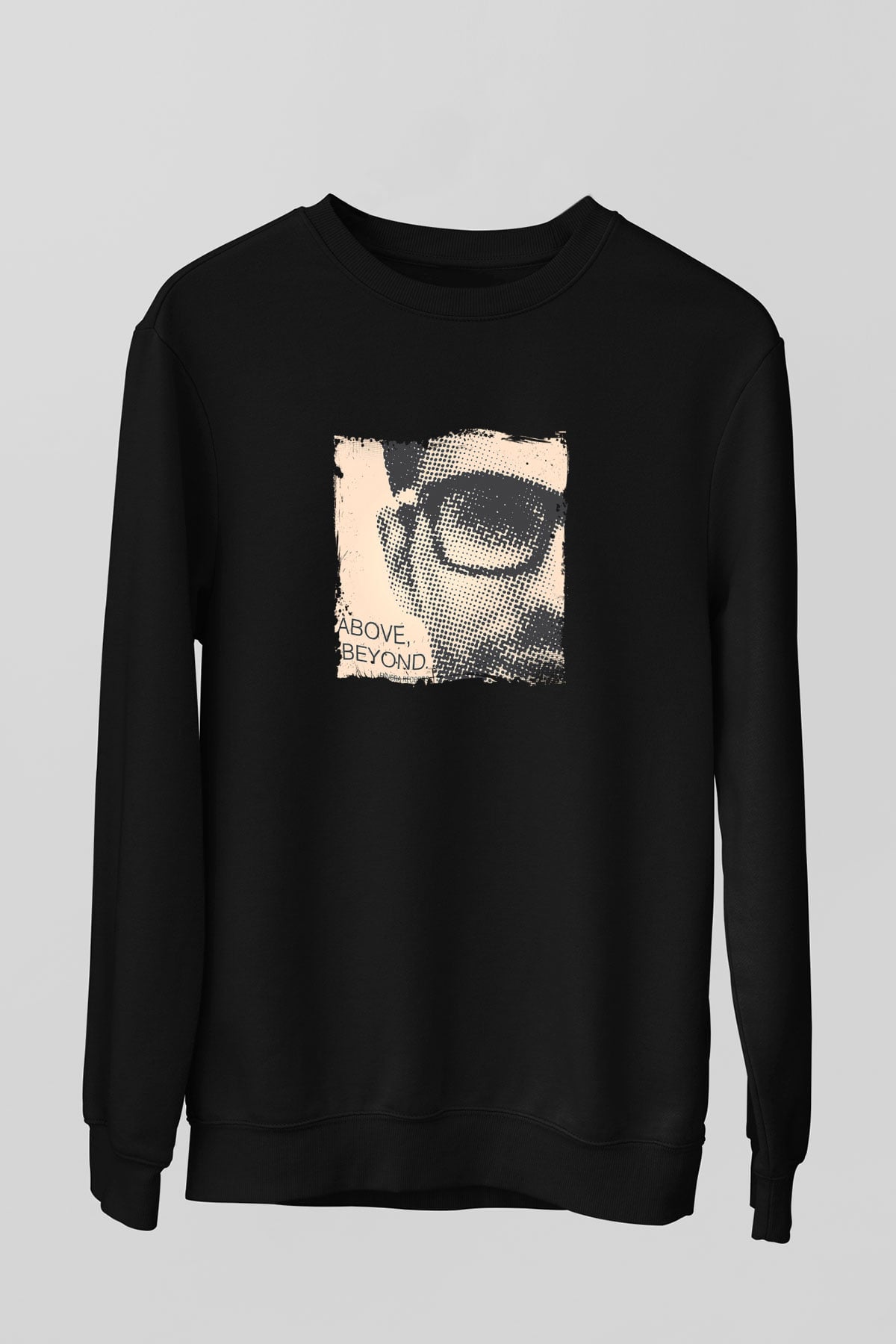 Above and Beyond Baskılı Unisex Siyah Sweatshirt
