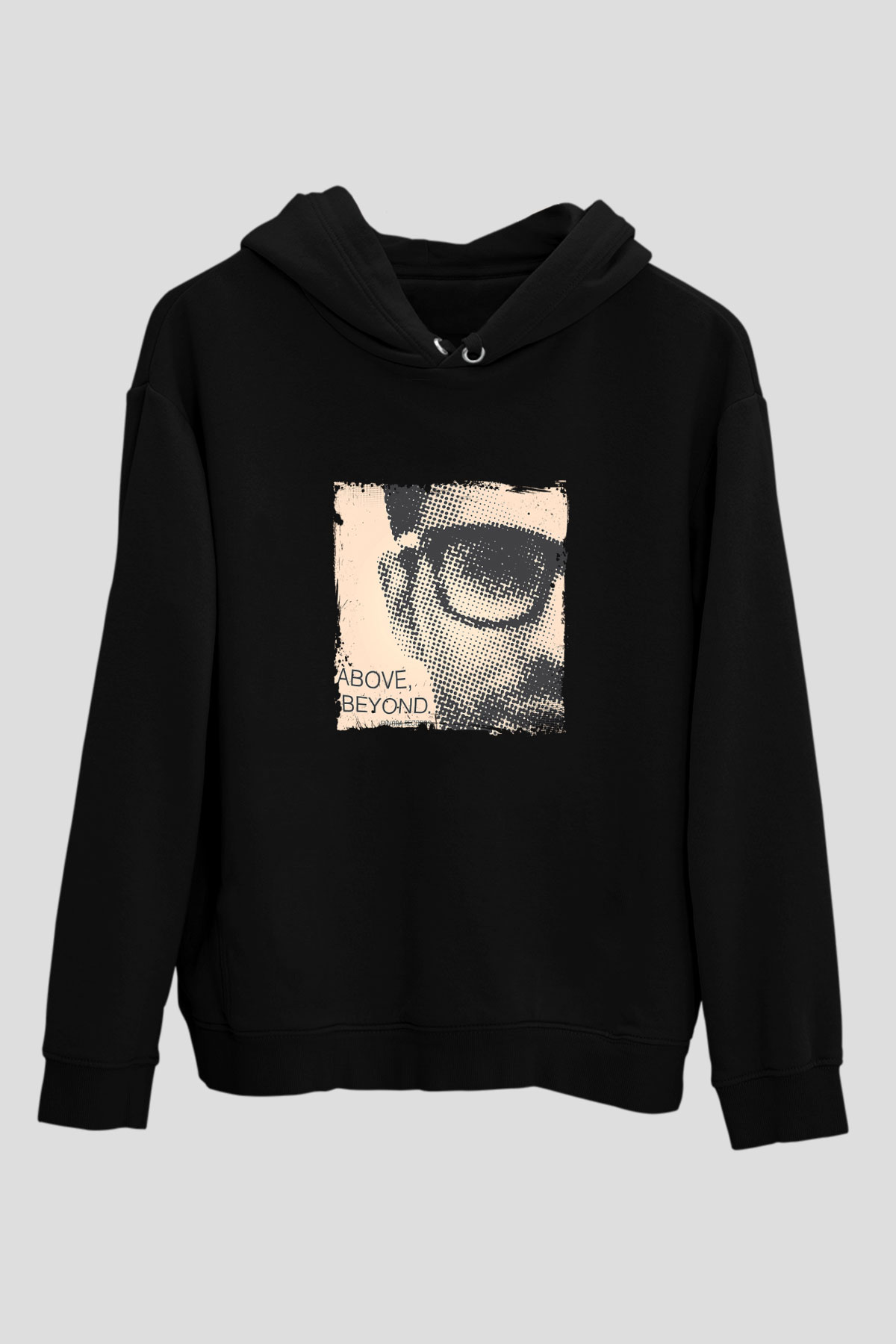 Above and Beyond Baskılı Unisex Siyah Hoodie