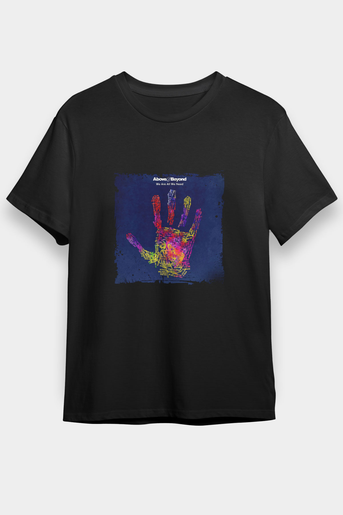 Above and Beyond Baskılı Unisex Siyah Tişört