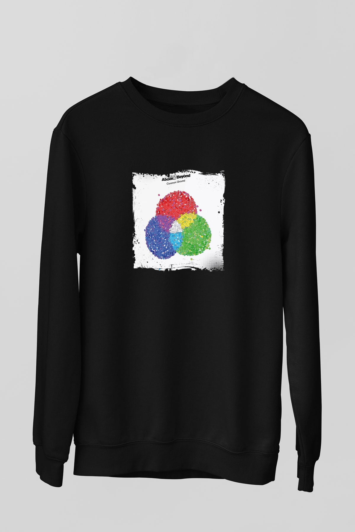 Above and Beyond Baskılı Unisex Siyah Sweatshirt