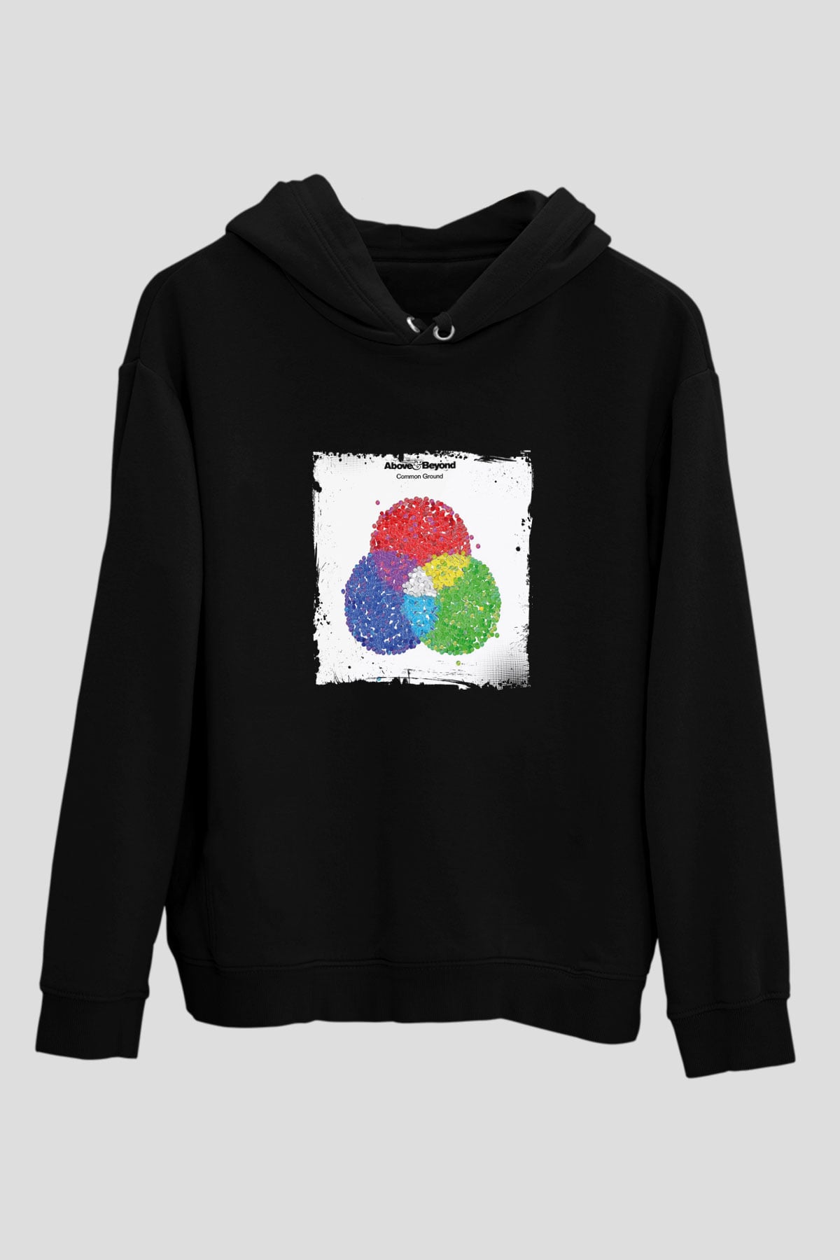 Above and Beyond Baskılı Unisex Siyah Hoodie