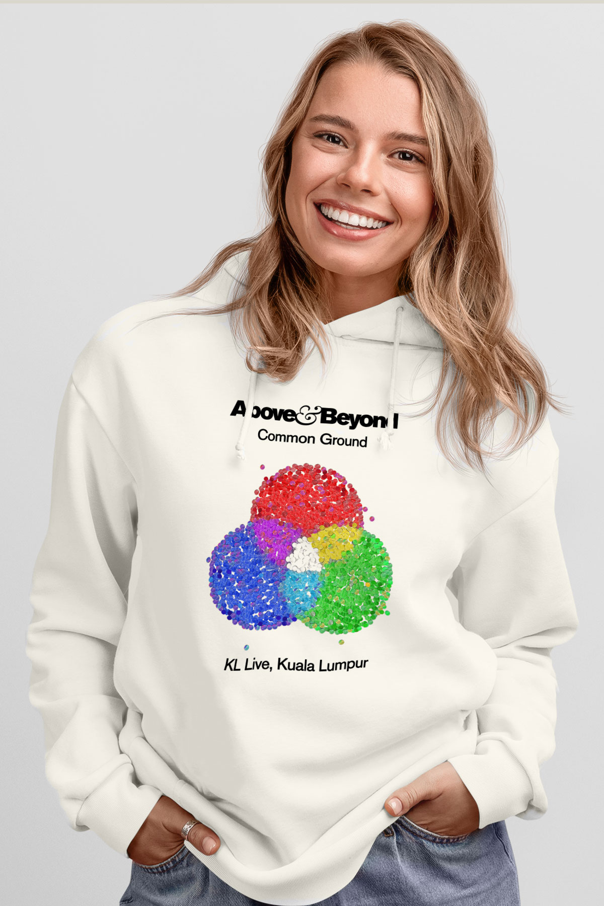 Above and Beyond Beyaz Unisex Kapşonlu Sweatshirt