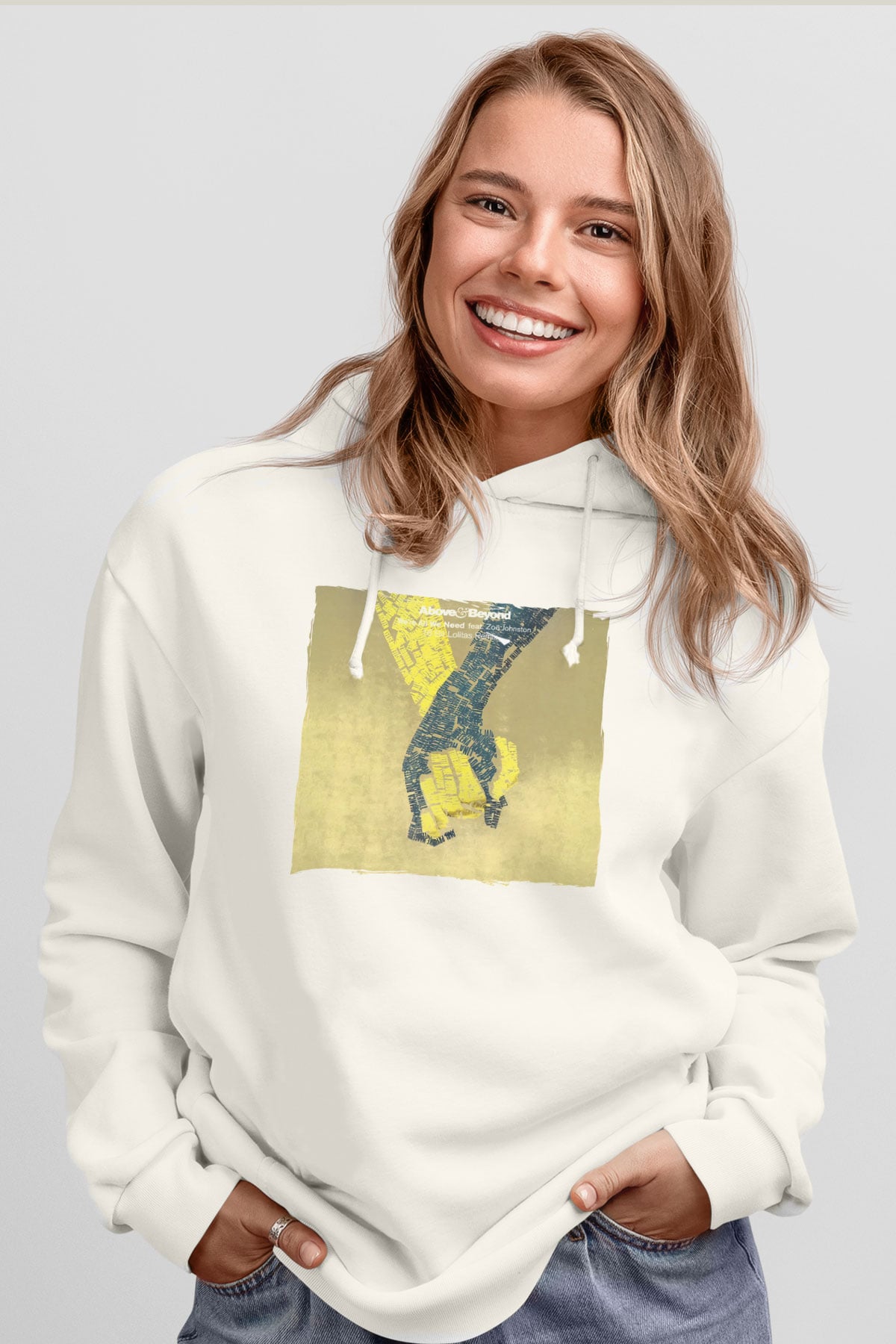 Above and Beyond Beyaz Unisex Kapüşonlu Sweatshirt
