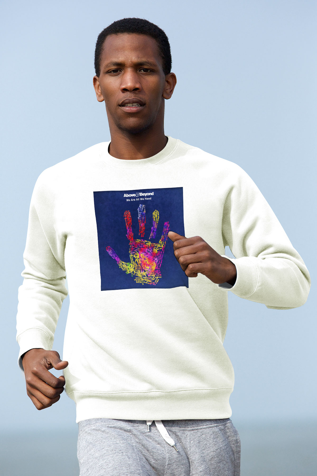 Above and Beyond Beyaz Unisex Sweatshirt
