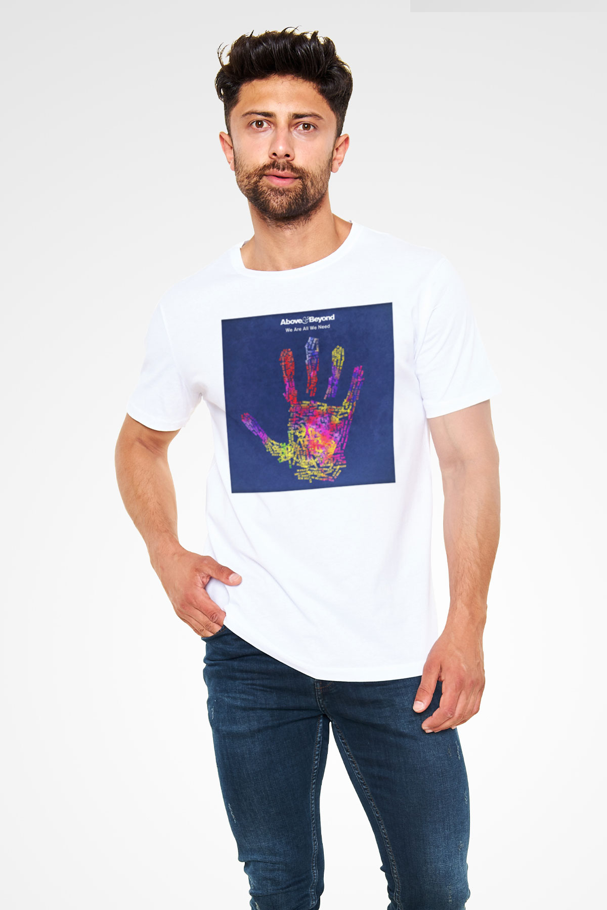 Above and Beyond Beyaz Unisex Tişört T-Shirt - TişörtFabrikası