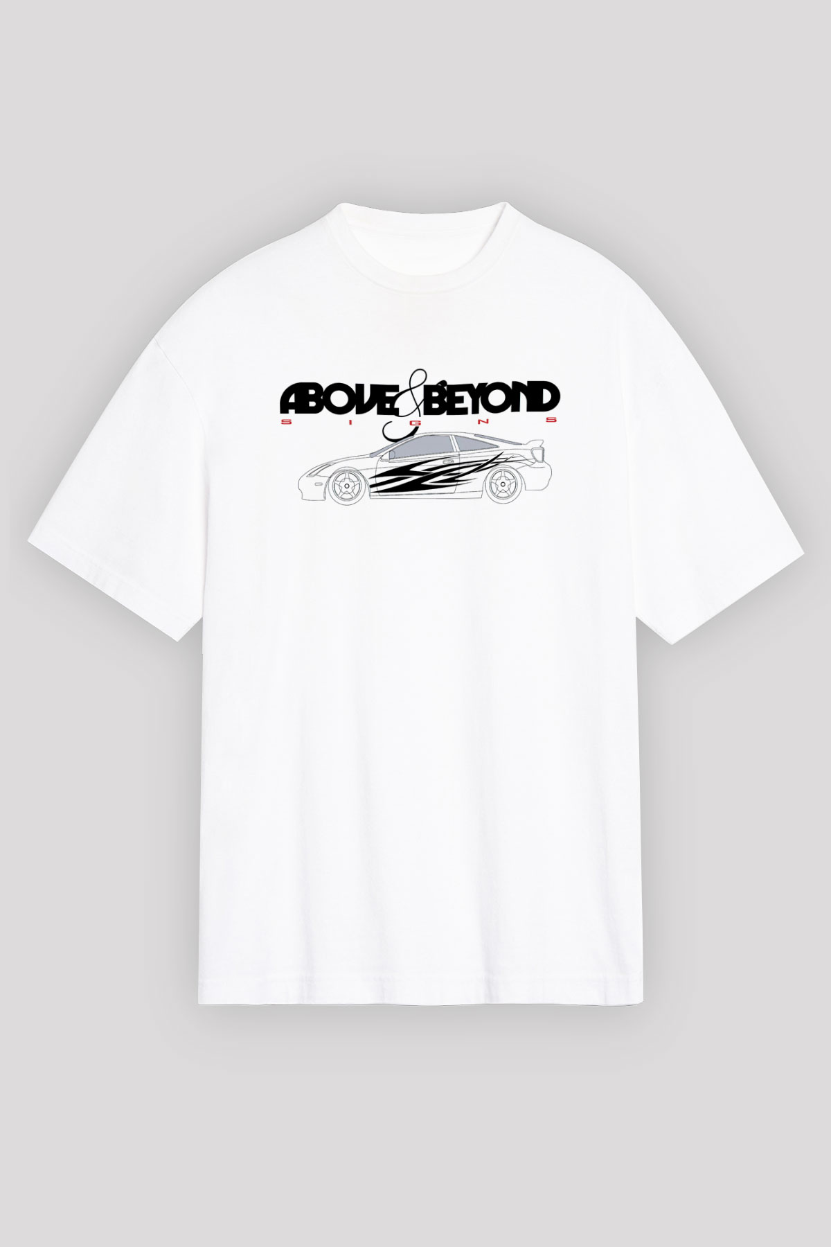Above and Beyond Beyaz Oversize Tişört Oversize T-shirt - TişörtFabrikası