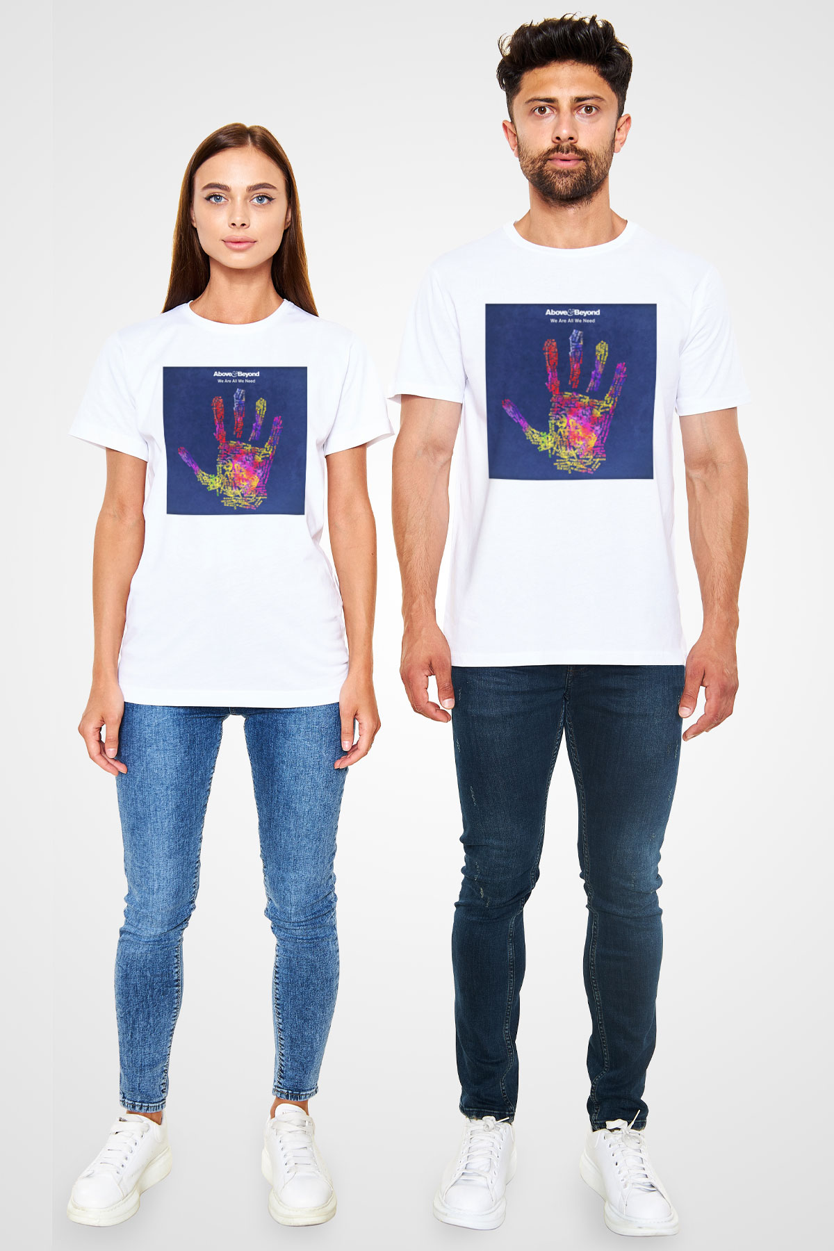 Above and Beyond Beyaz Unisex Tişört T-Shirt - TişörtFabrikası
