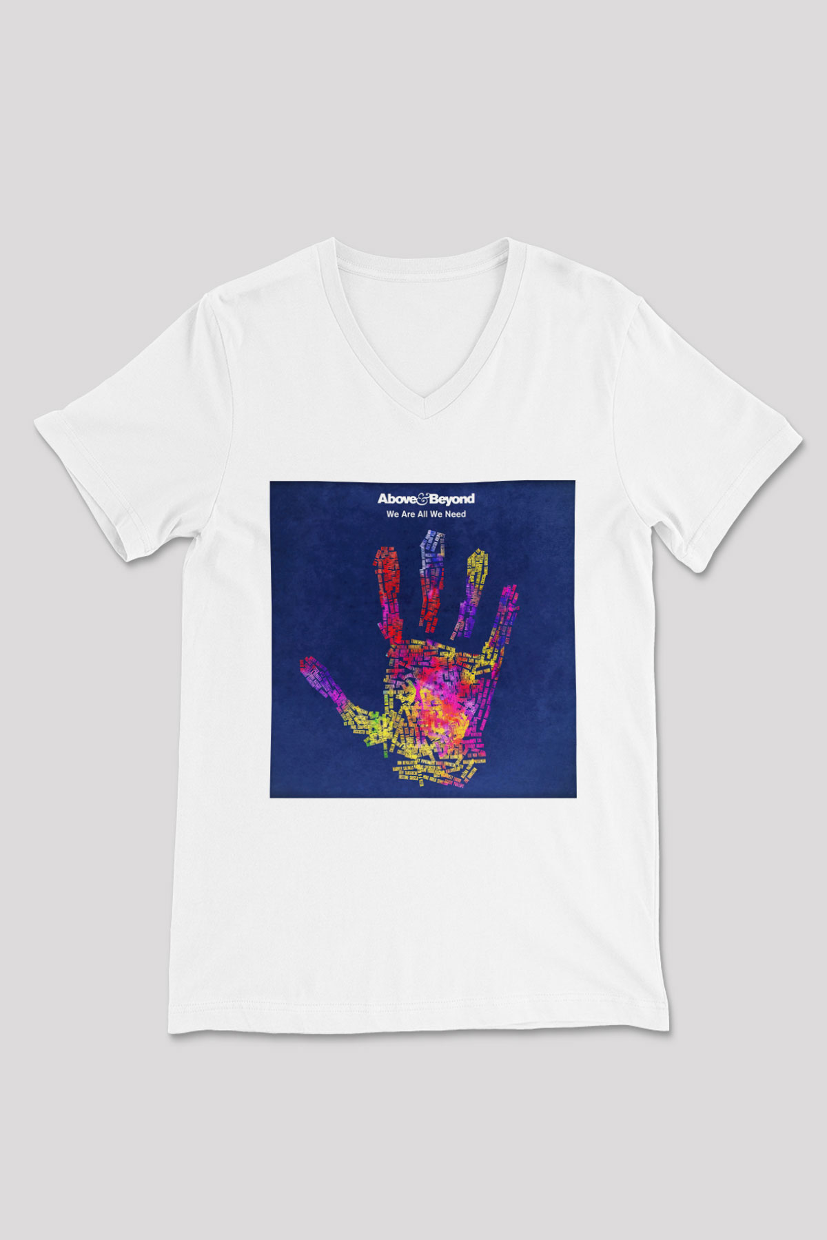 Above and Beyond Beyaz Unisex V Yaka Tişört T-Shirt
