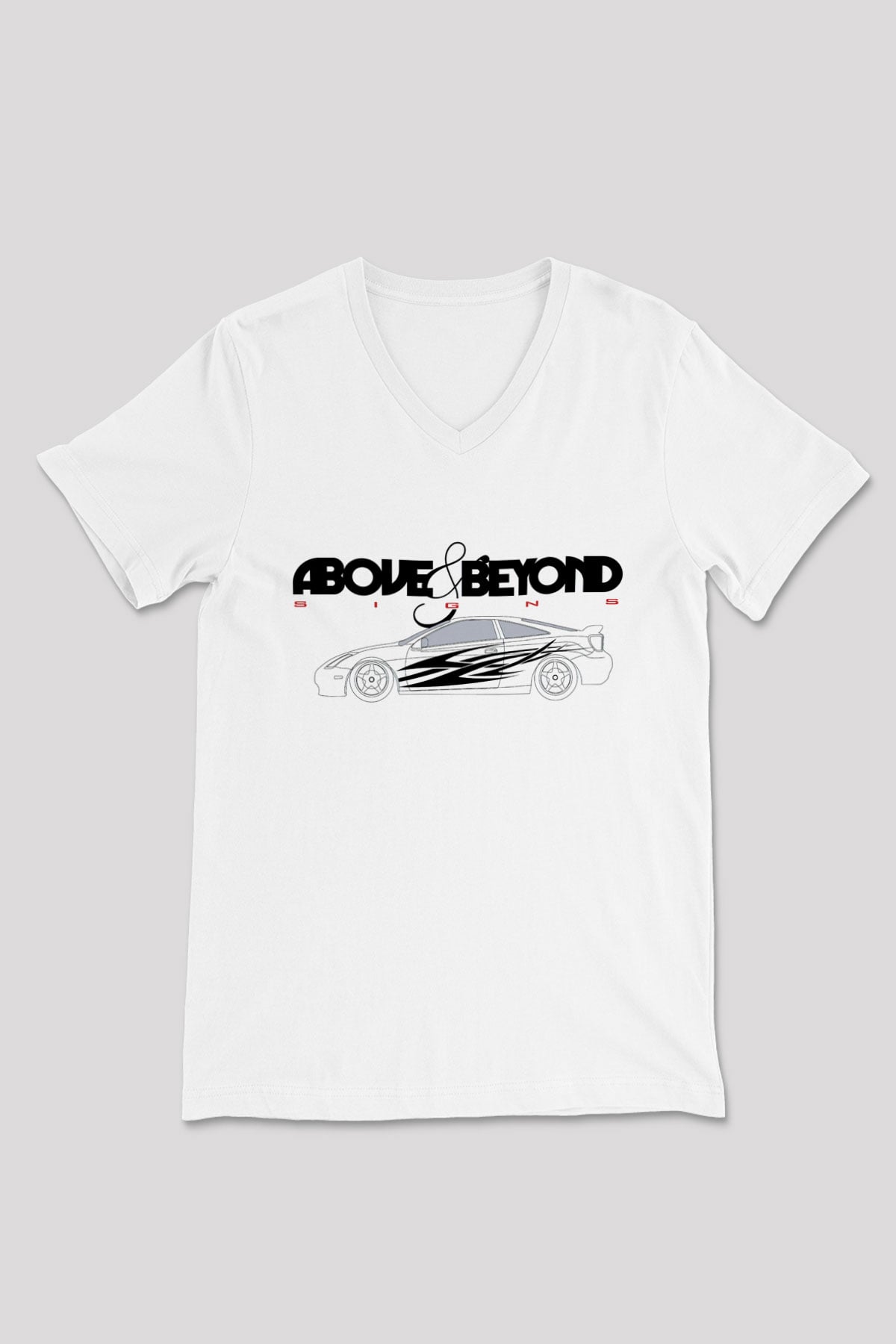 Above and Beyond Beyaz Unisex V Yaka Tişört