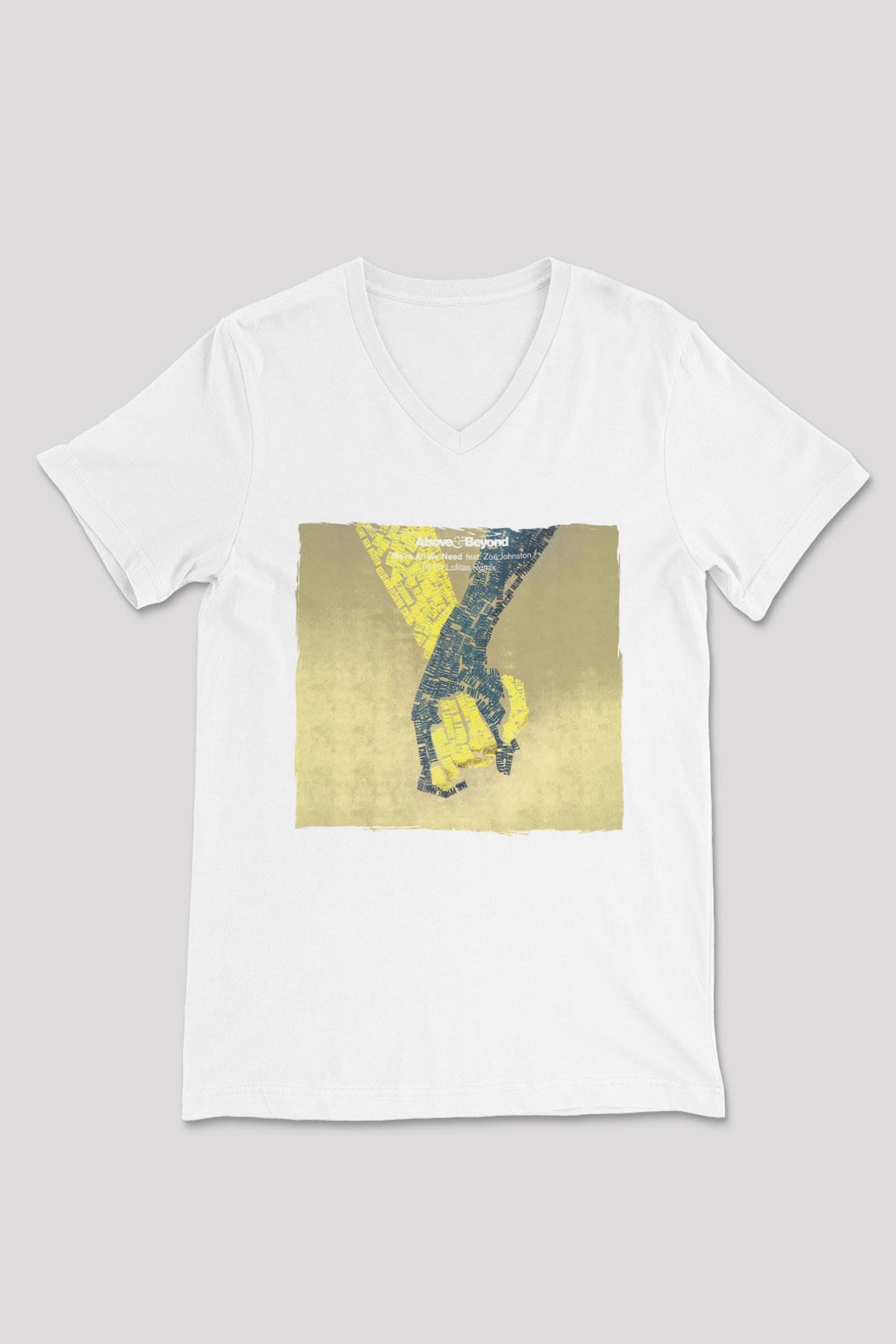 Above and Beyond Beyaz Unisex V Yaka Tişört