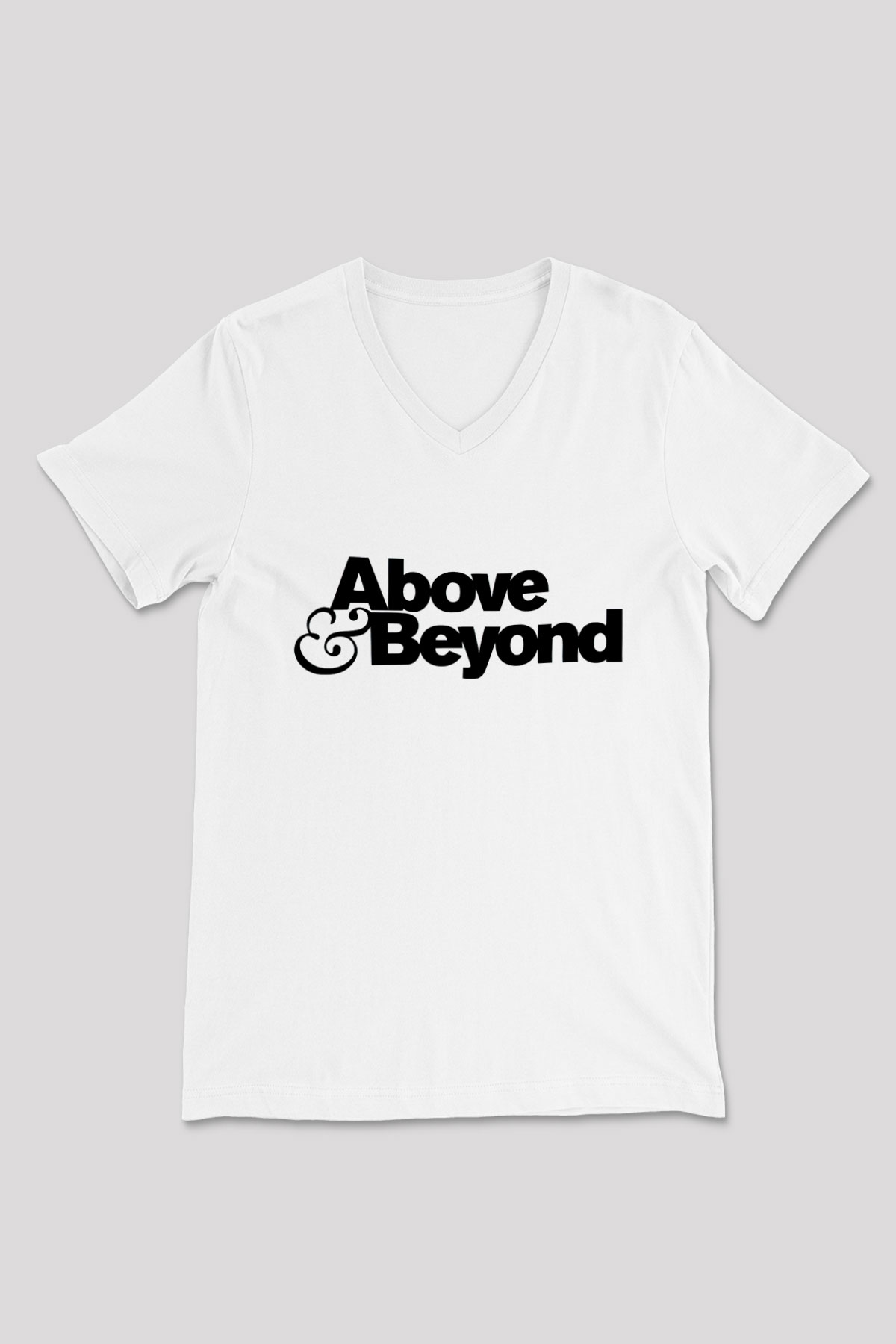 Above and Beyond Beyaz Unisex V Yaka Tişört