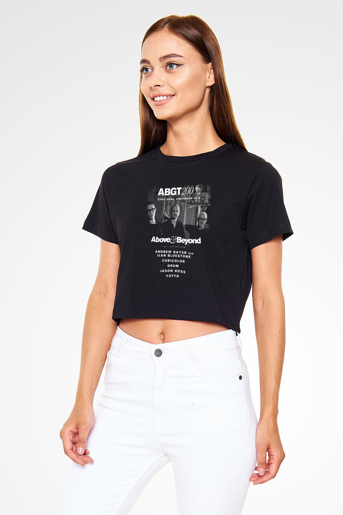 Above and Beyond Siyah  Crop Top Tişört