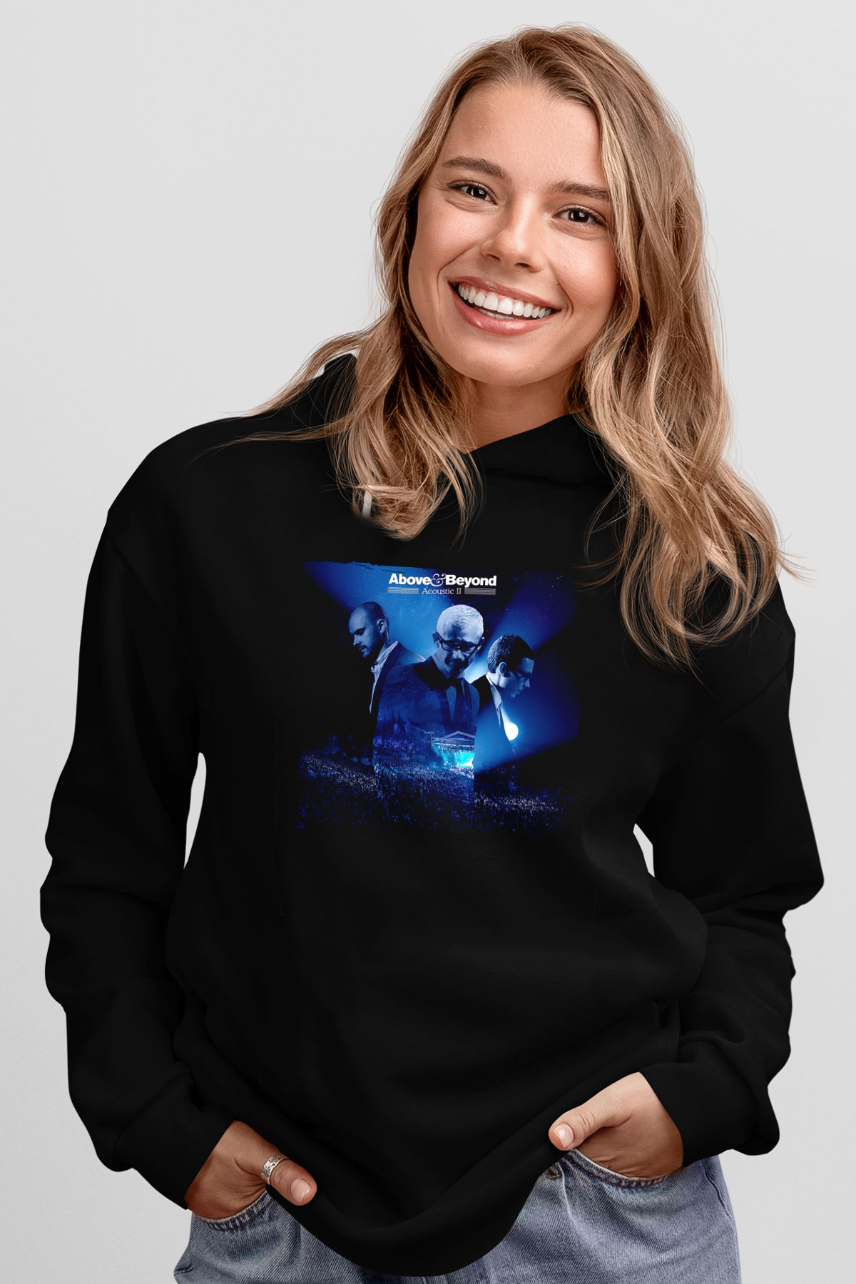Above and Beyond Siyah Unisex Kapüşonlu Sweatshirt